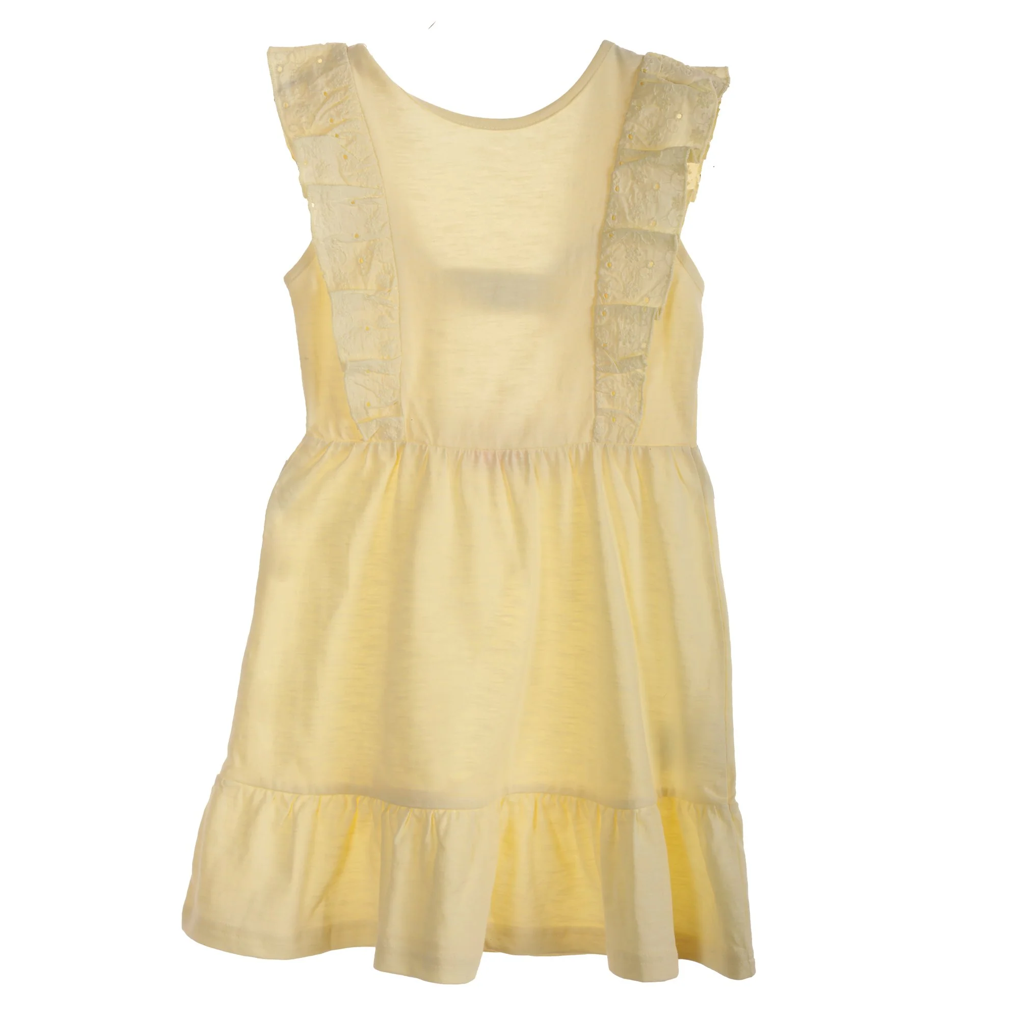 Robe avec broderie anglaise - Jaune