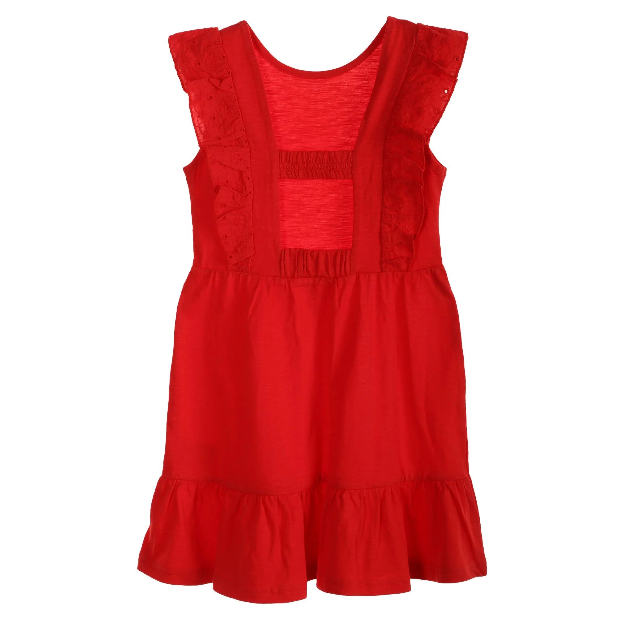 Robe avec broderie anglaise - Rouge - Image 2