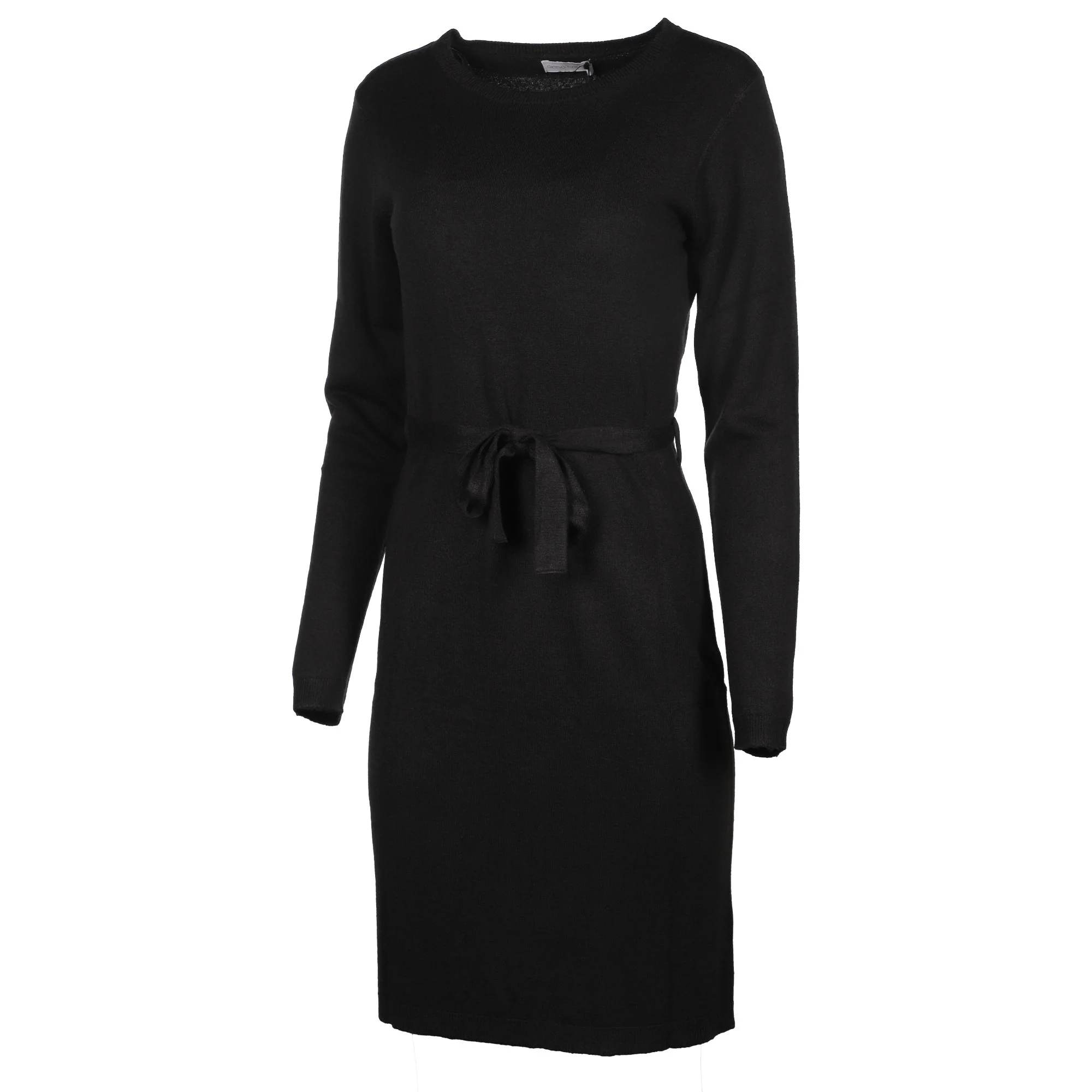 Robe ceinturée toucher cachemire  - Noir - Image 2