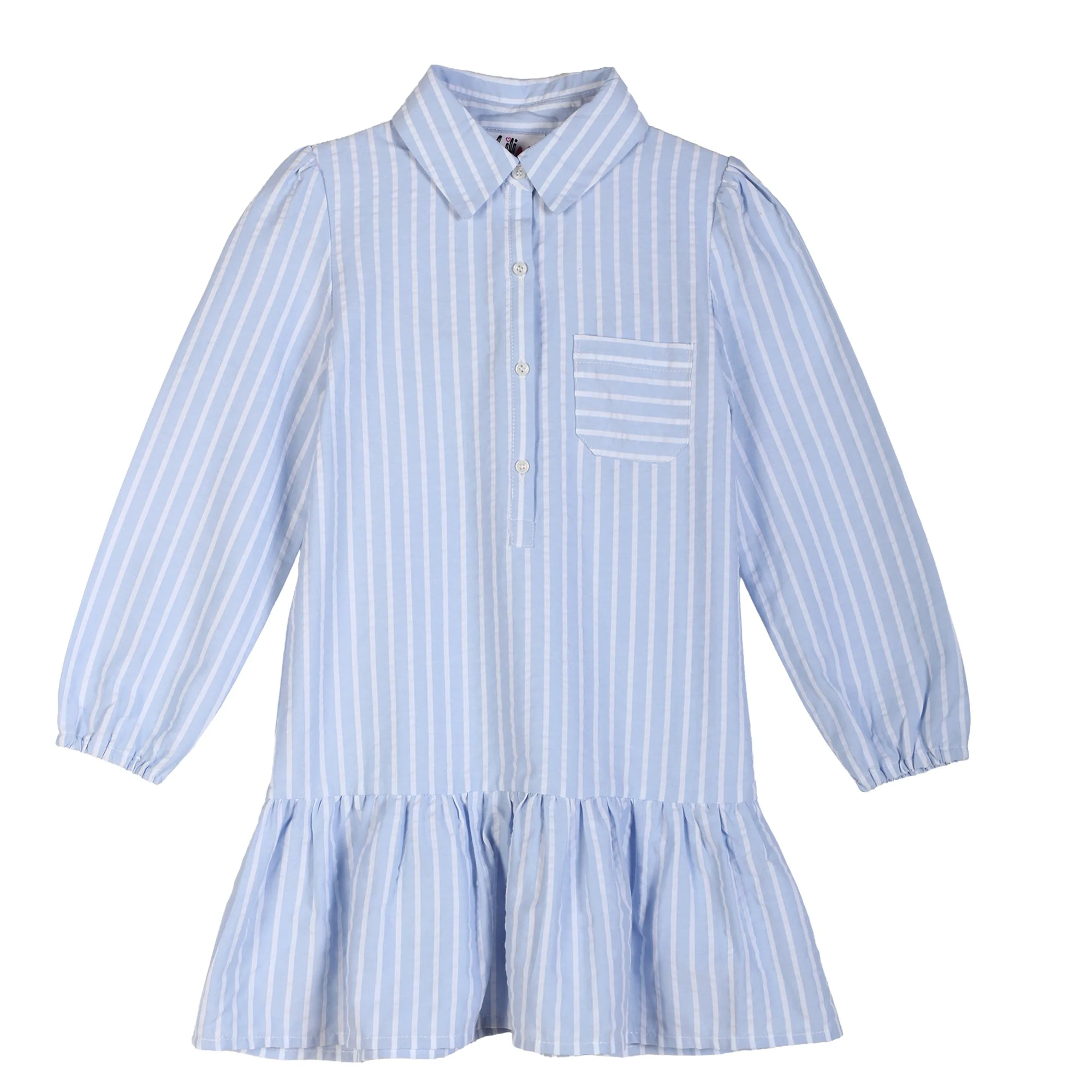 Robe chemise à rayures - Bleu