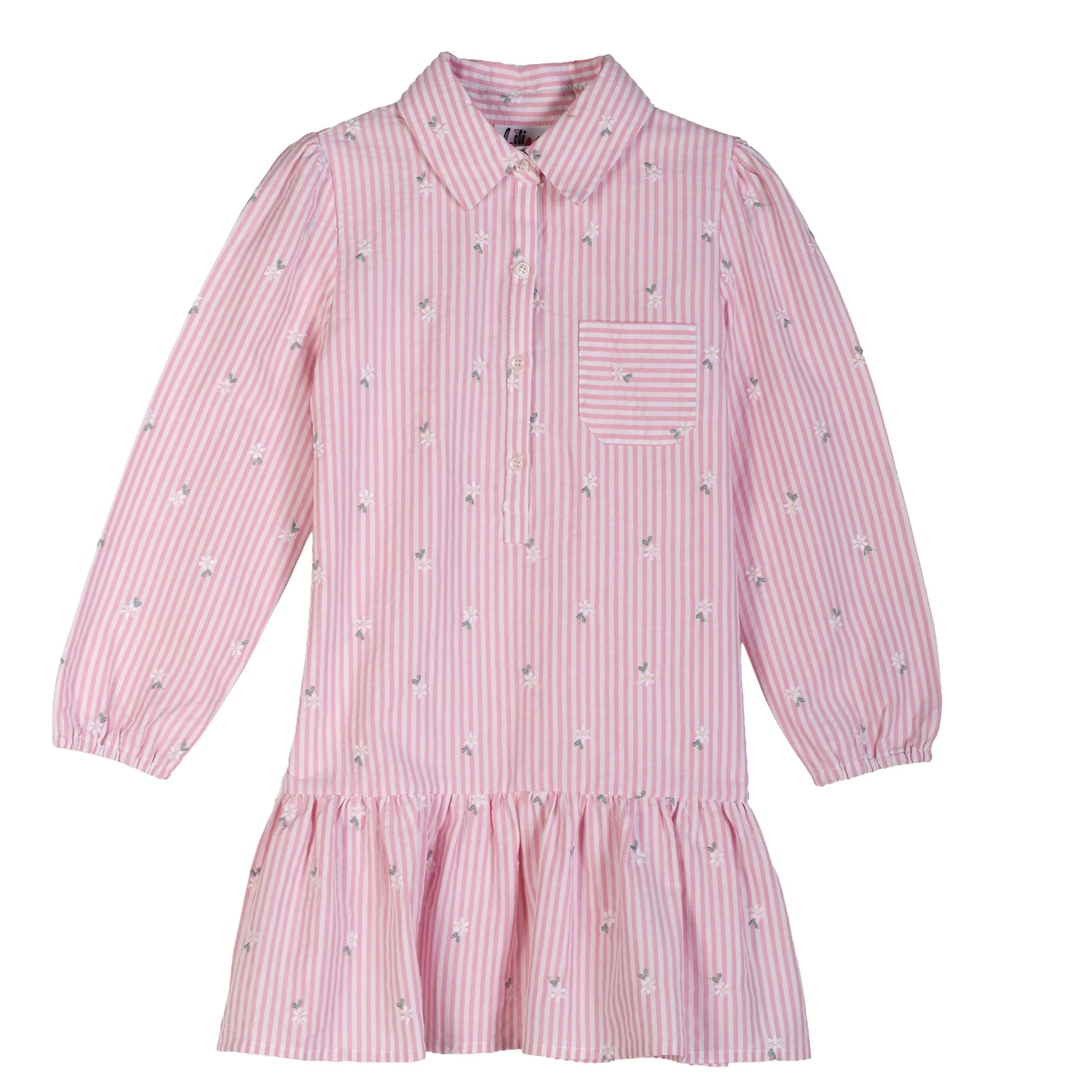Robe chemise Ă rayures - Rose