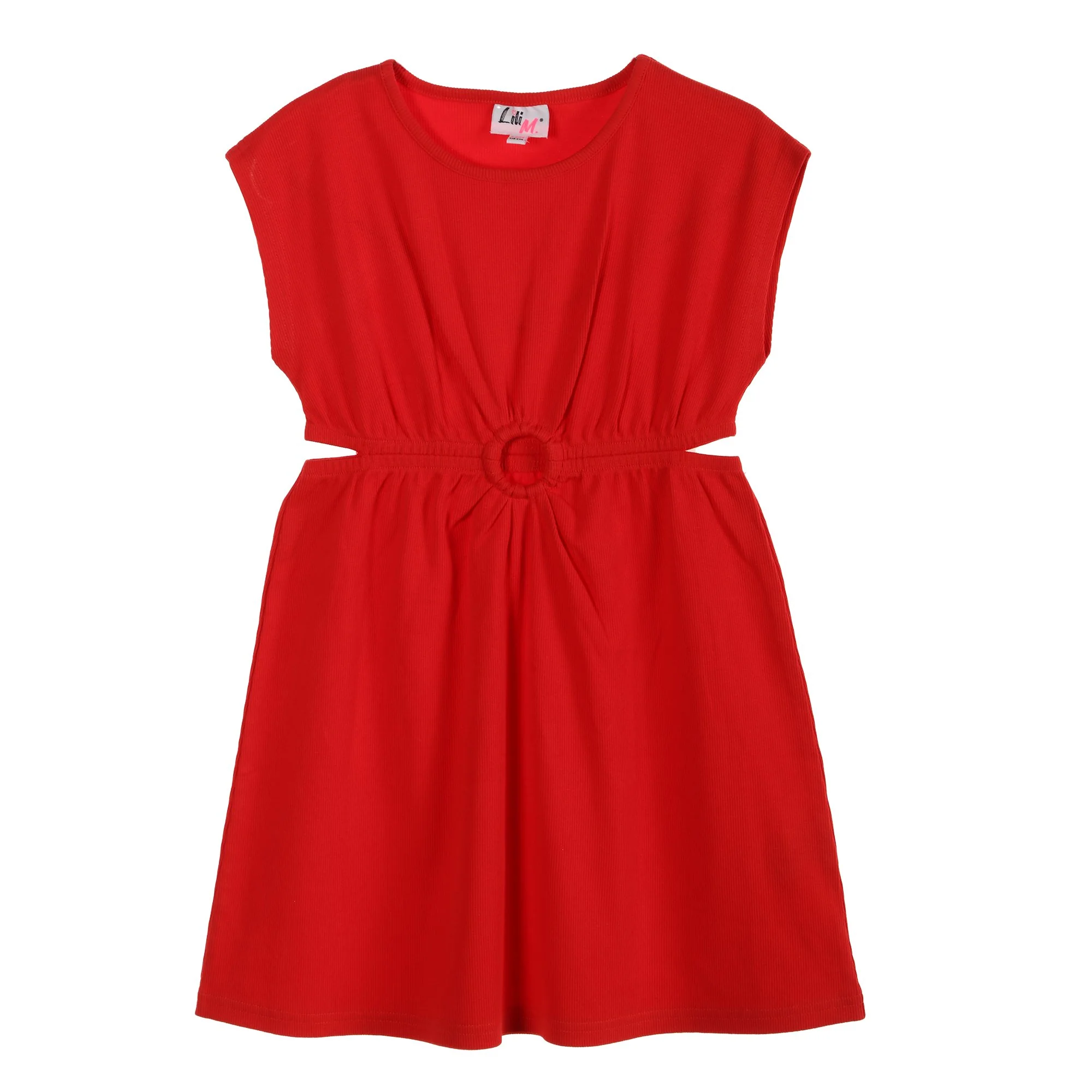 Robe cotelée avec ouvertures - Rouge