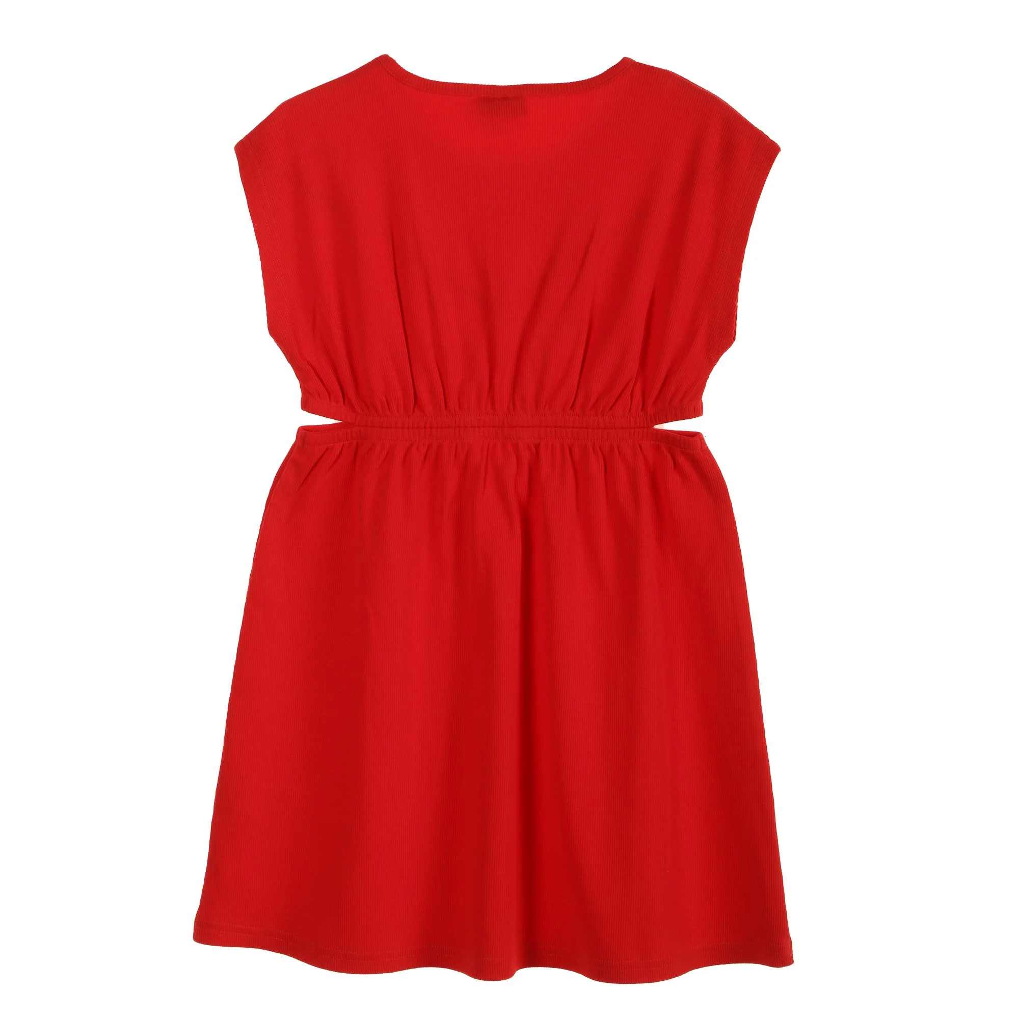 Robe cotelée avec ouvertures - Rouge - Image 2