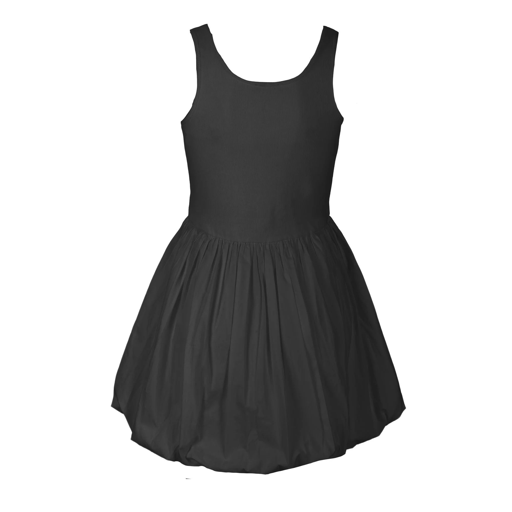 Robe courte boule bi-matière - Noir - Image 2