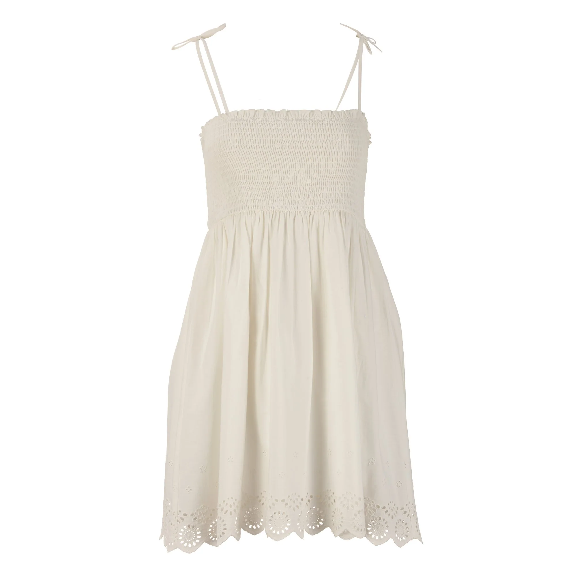 Robe courte broderie  - Blanc