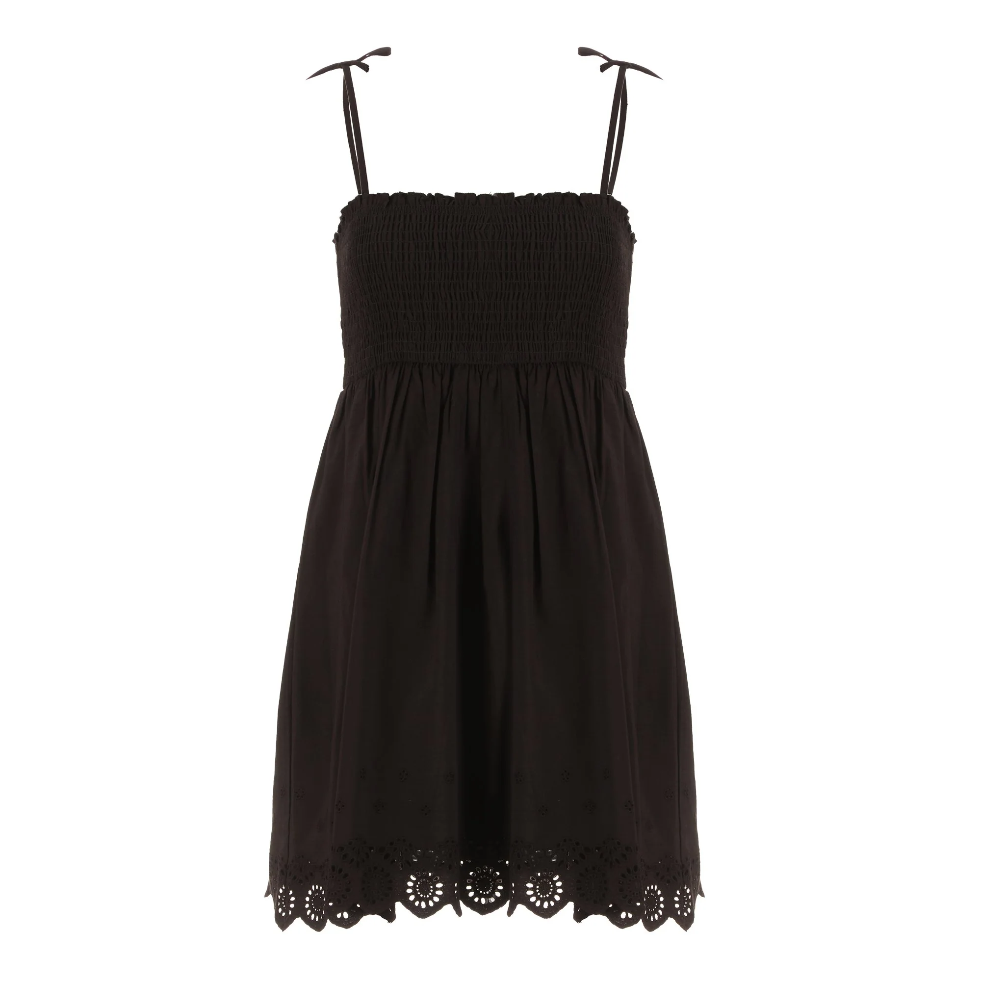 Robe courte broderie  - Noir