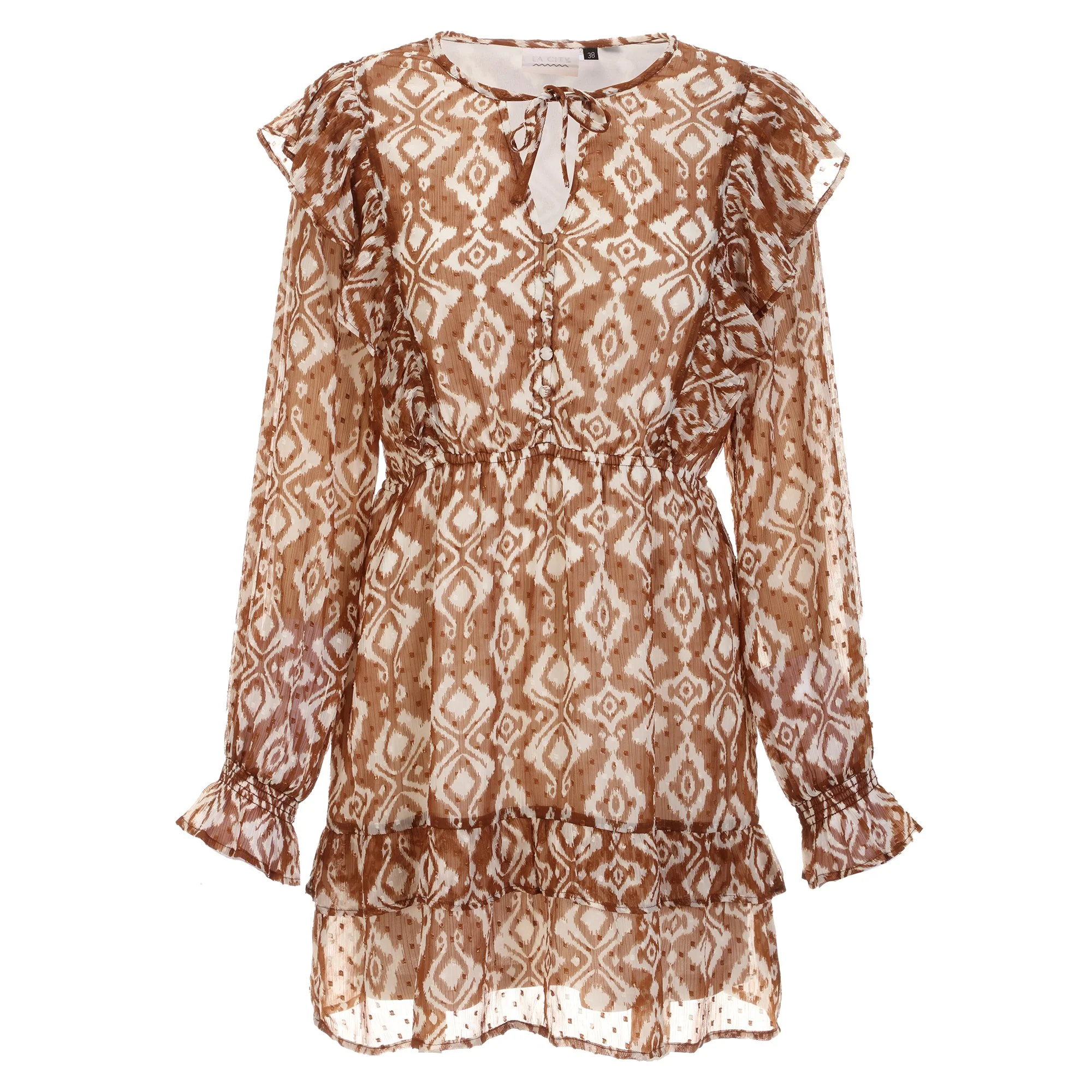 Robe courte imprimé - Marron
