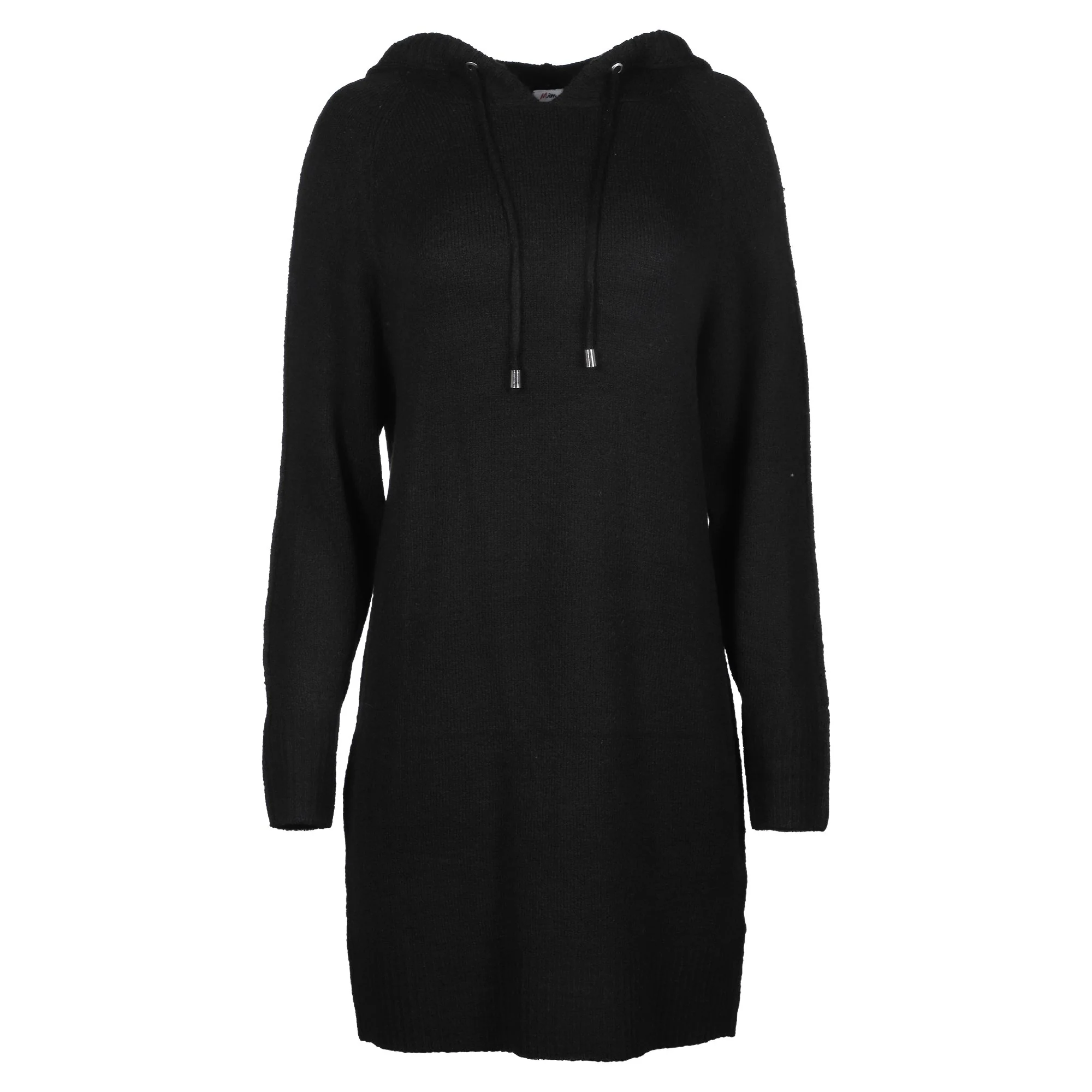 Robe en maille à capuche  - Noir