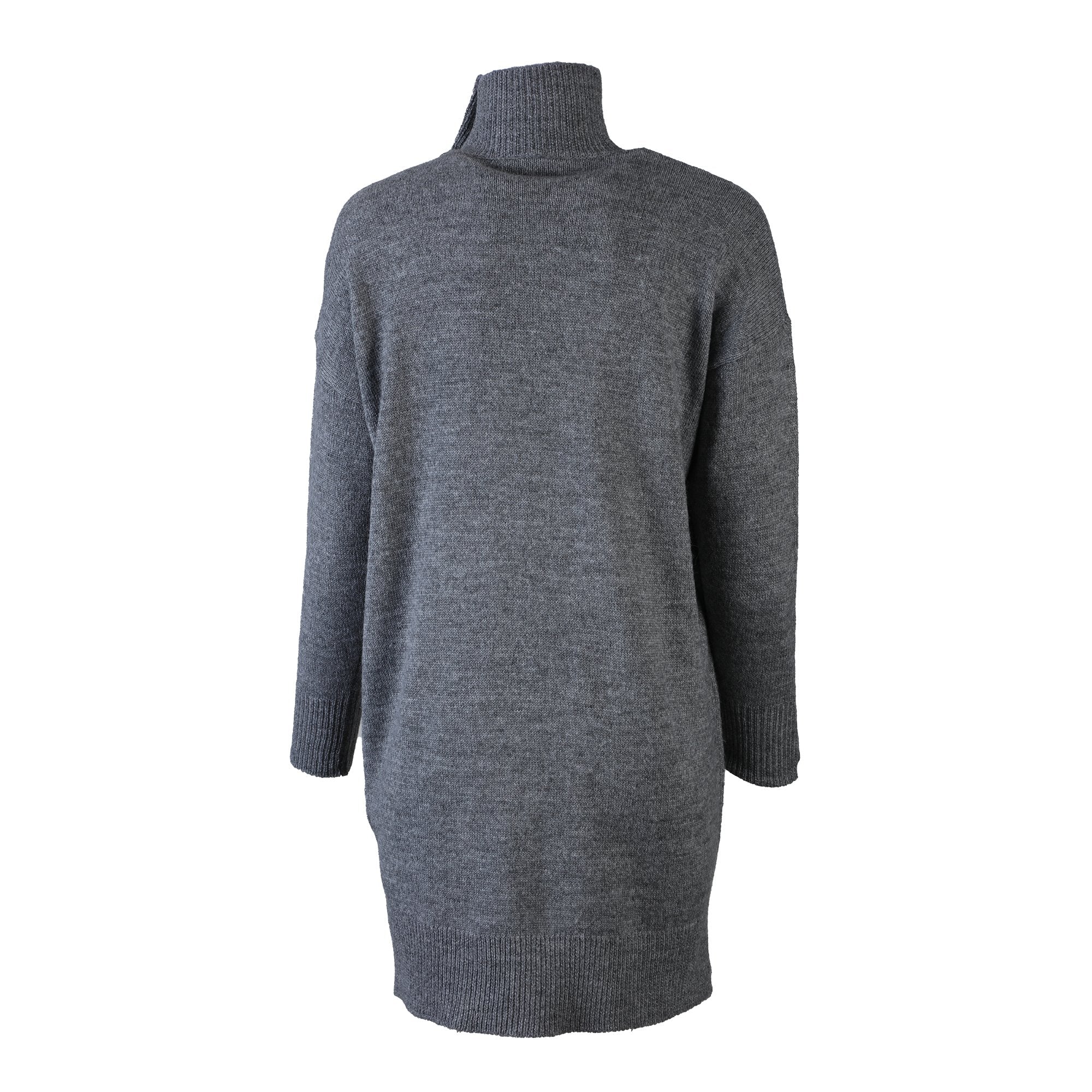 Robe en maille col montant à boutons - Gris - Image 4