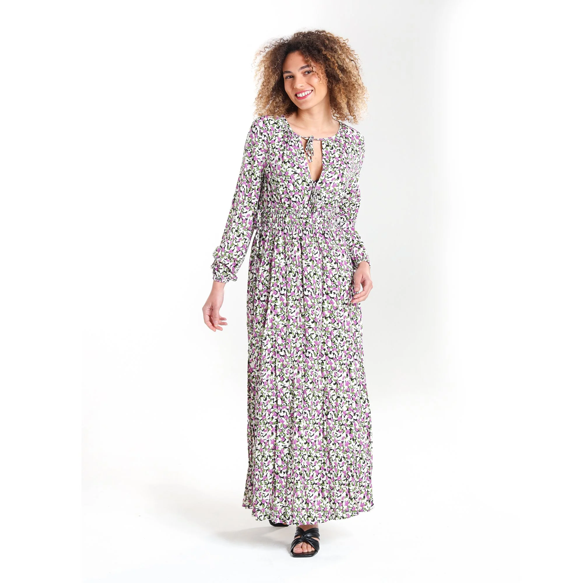 Robe longue à nœuds  - Imprimé - Image 4