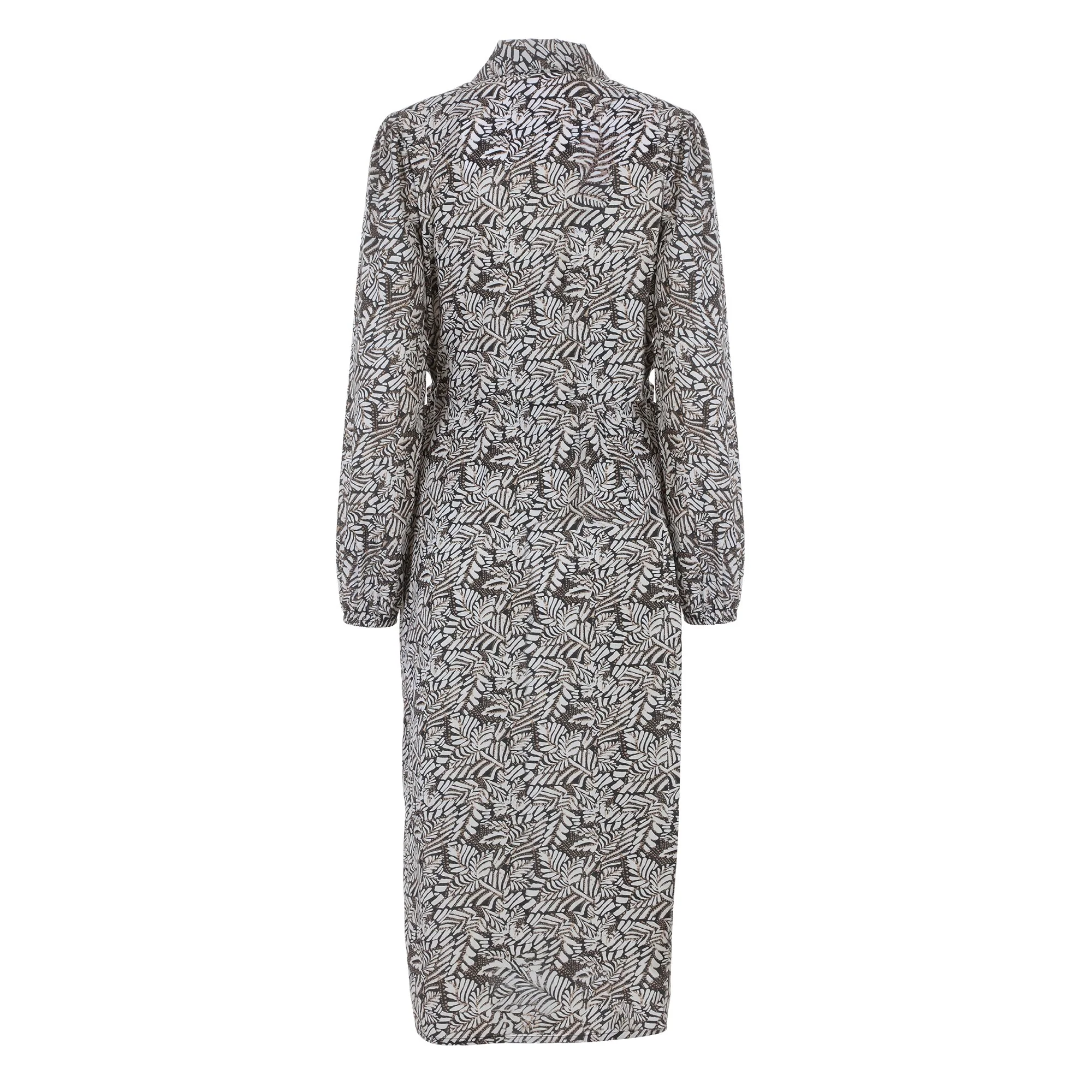 Robe longue ceinturée - Noir - Image 5