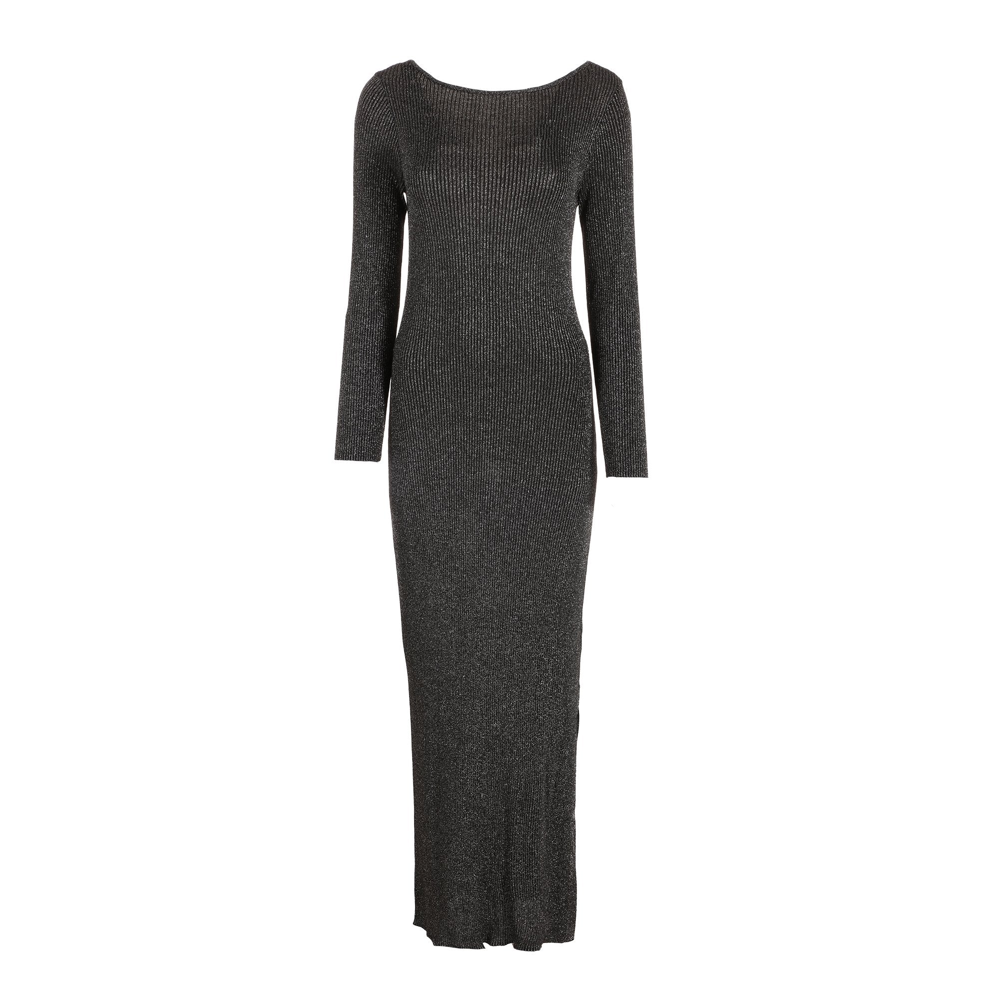 Robe longue en maille - Argent
