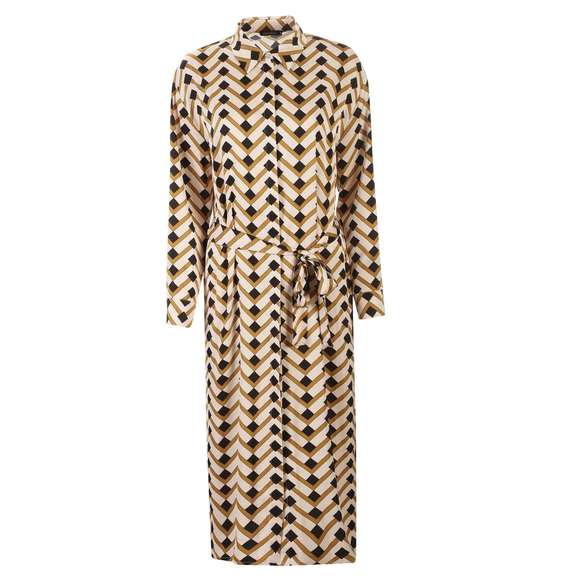 Robe longue imprimée ceinturée - Jaune