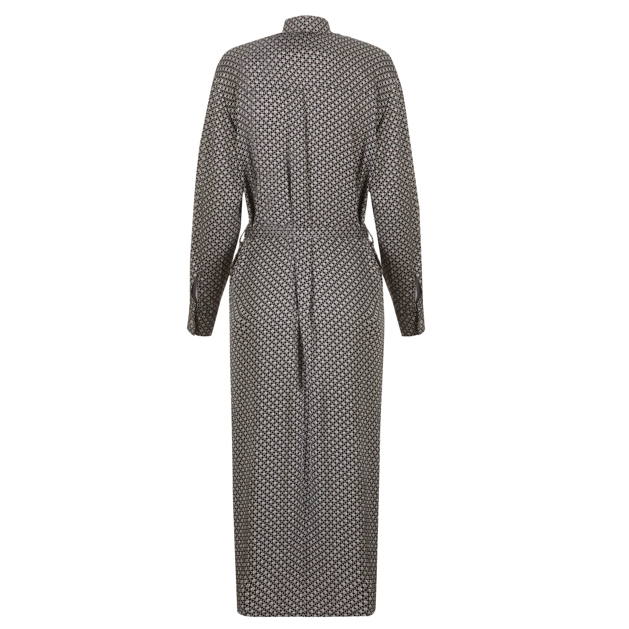 Robe longue imprimée ceinturée - Noir - Image 2
