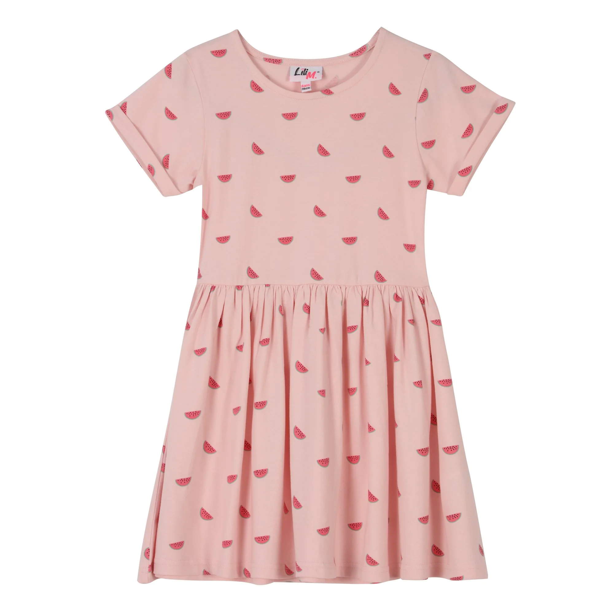 Robe manches courtes 3/12 ans - Rose
