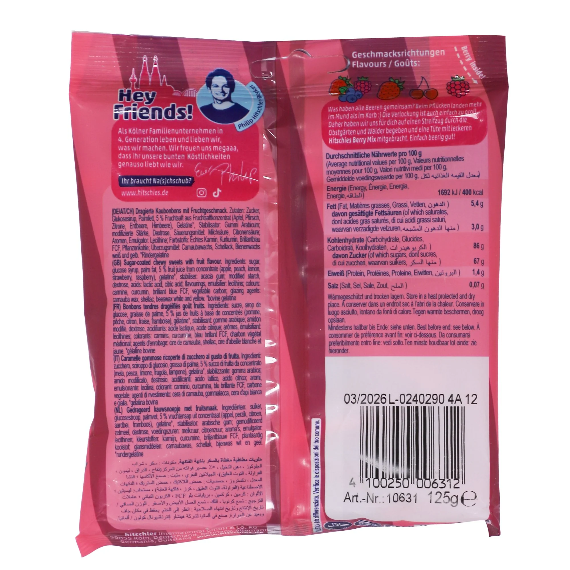 Sachet de bonbons à mâcher fruits rouges - Image 2