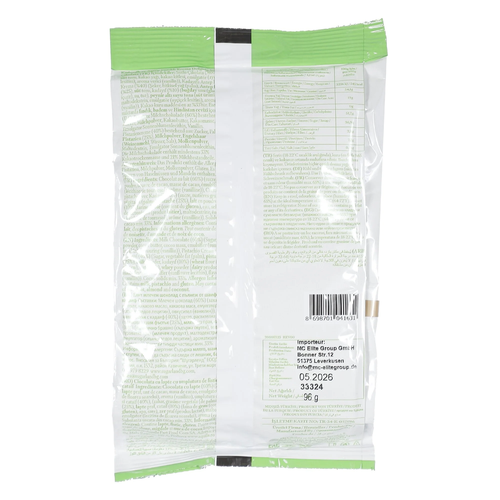 Sachet de mini chocolats Dubaï au lait Kunafa et pistache - Image 2