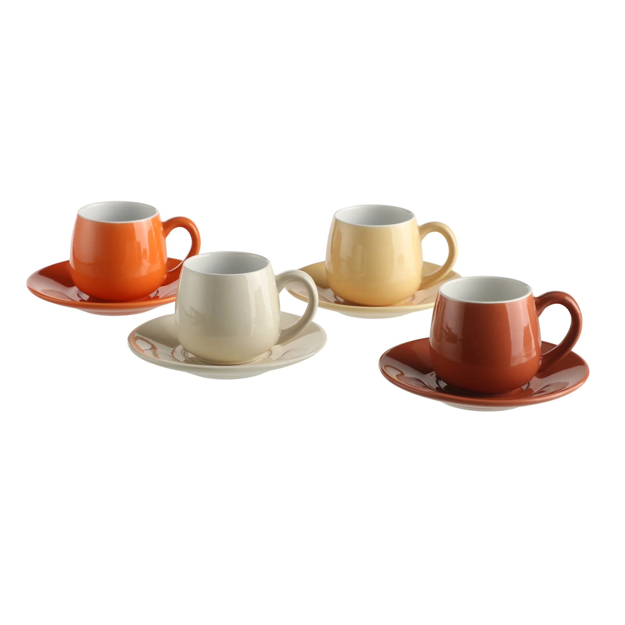 Set de 4 tasses + 4 sous tasses en porcelaine