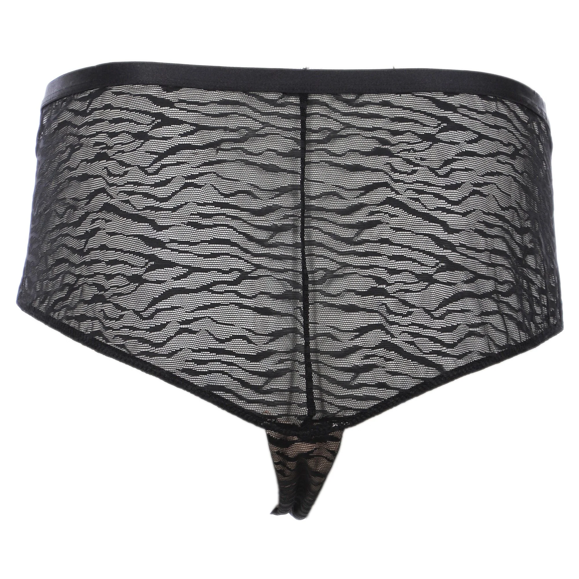 Shorty dentelle fine noir et nude - Image 2