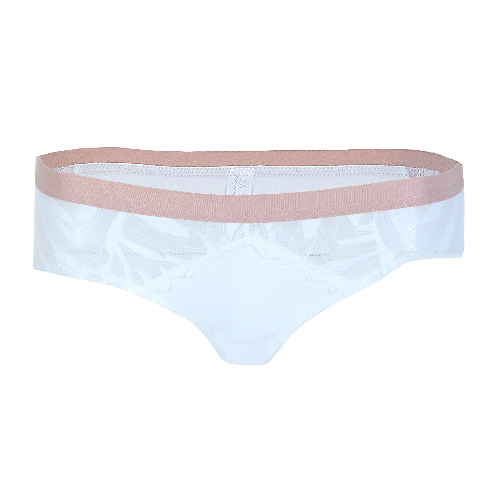 Shorty en dentelle ivoire bordures en satin - Blanc