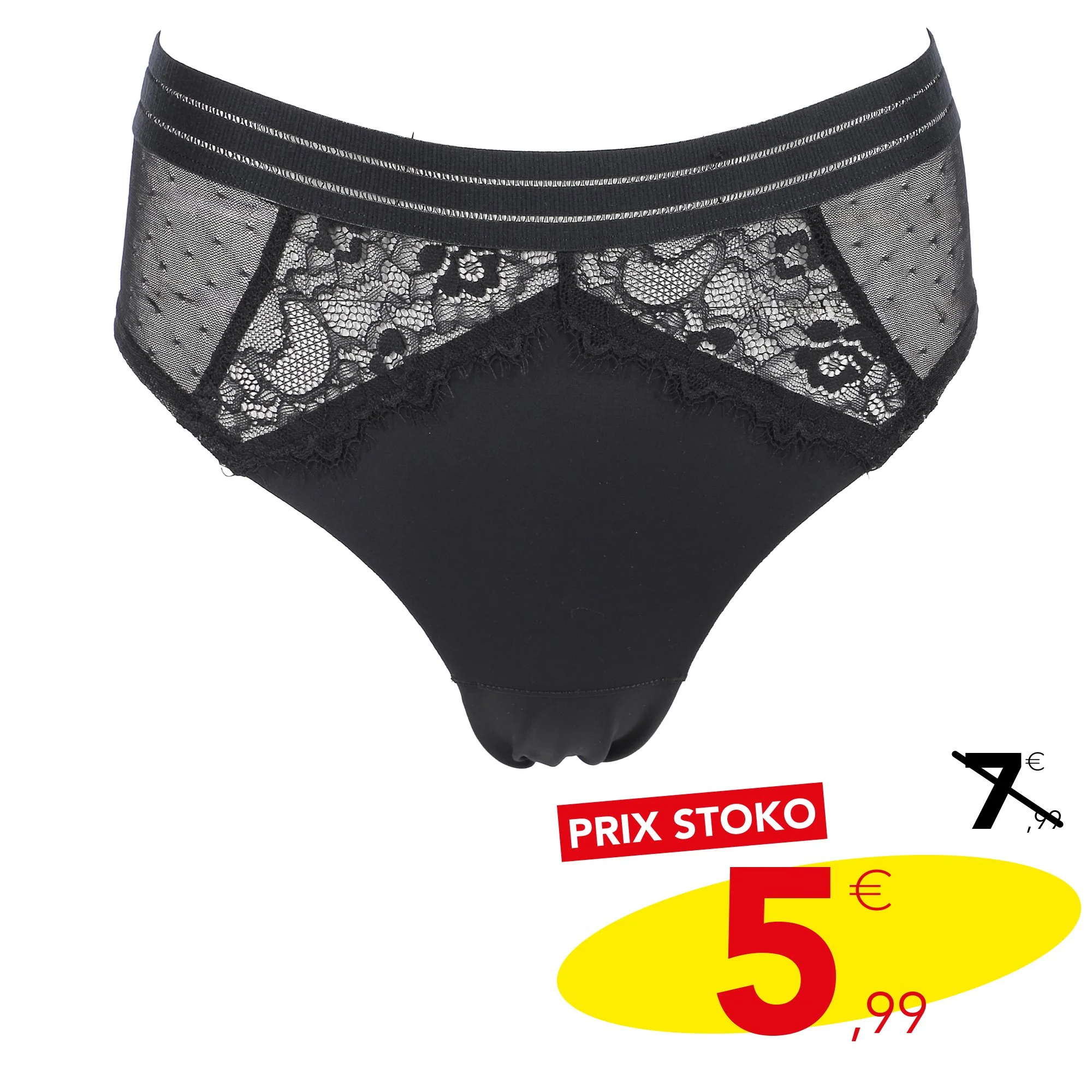 Slip dentelle et mesh noir - Image 3