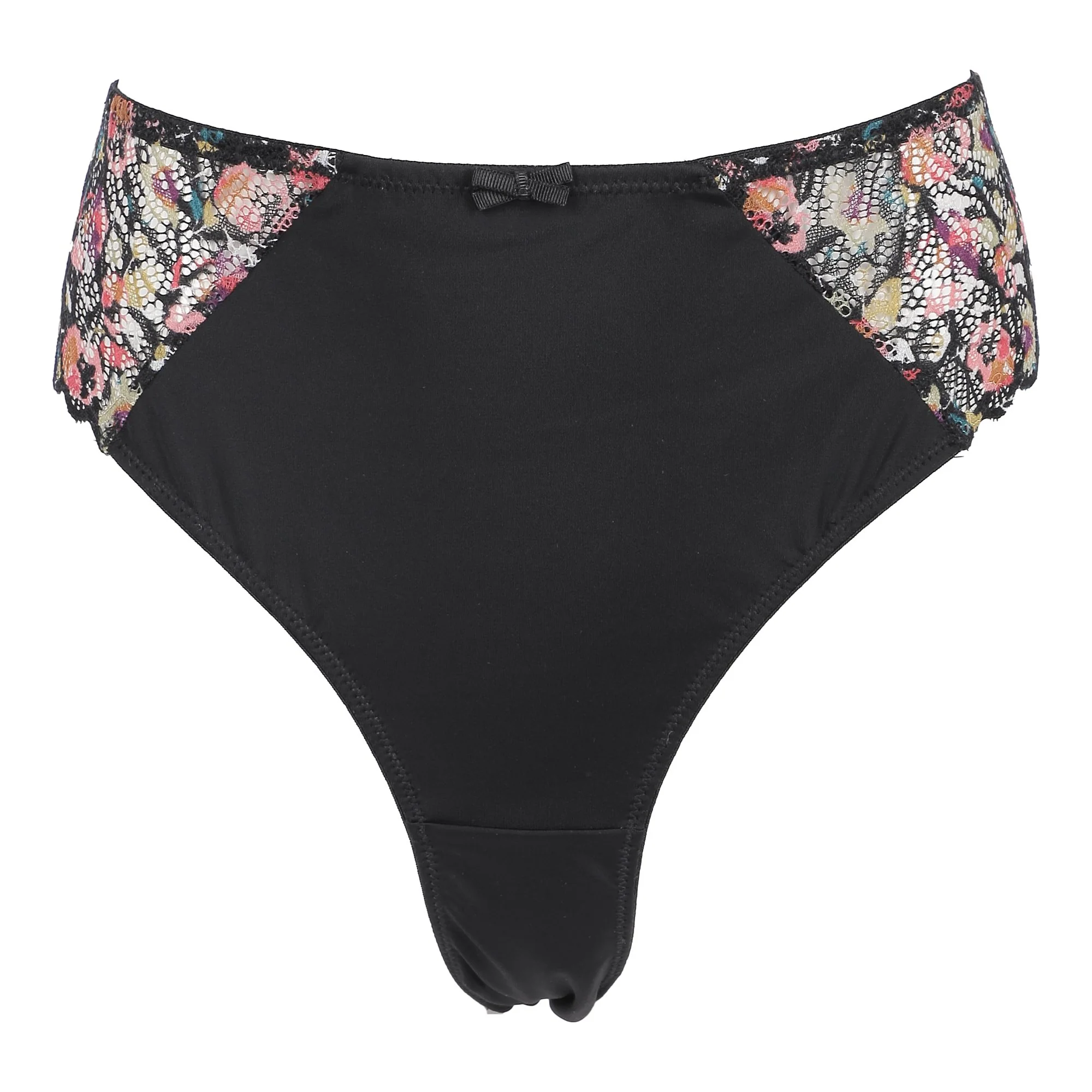 Slip dentelle imprimée noir