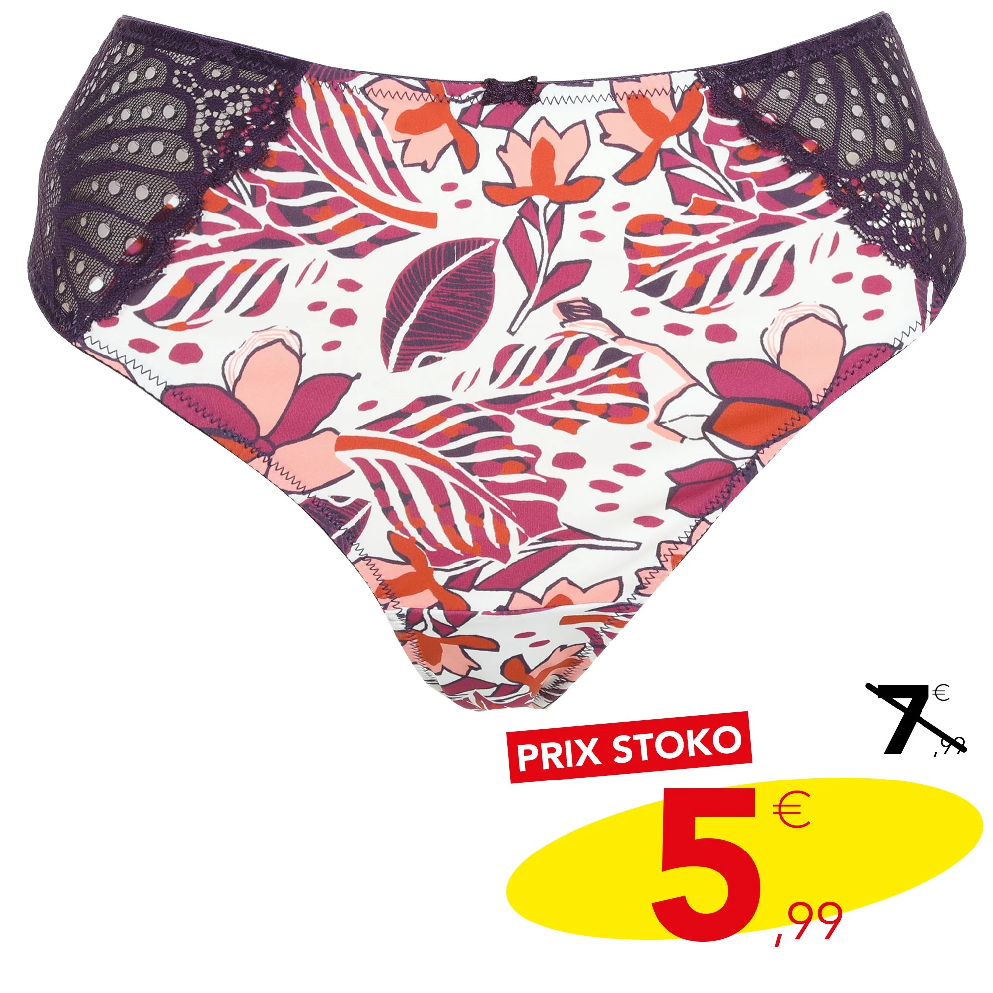 Slip en dentelle fleuri blanc  - Blanc - Image 3
