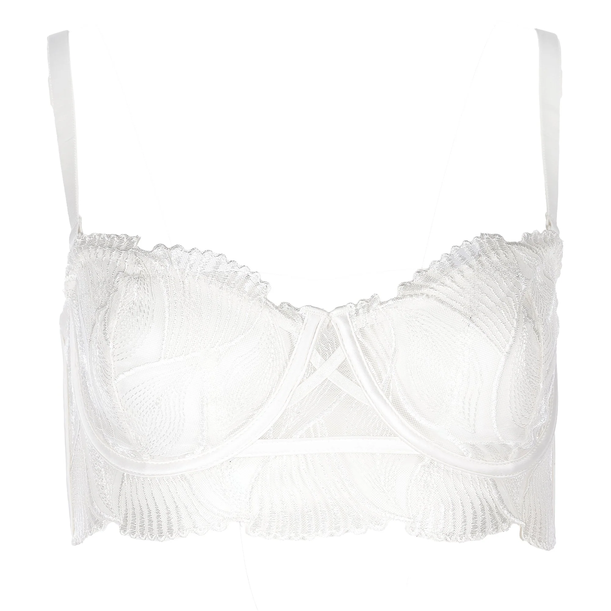 Soutien-gorge bustier broderie ivoire - Blanc