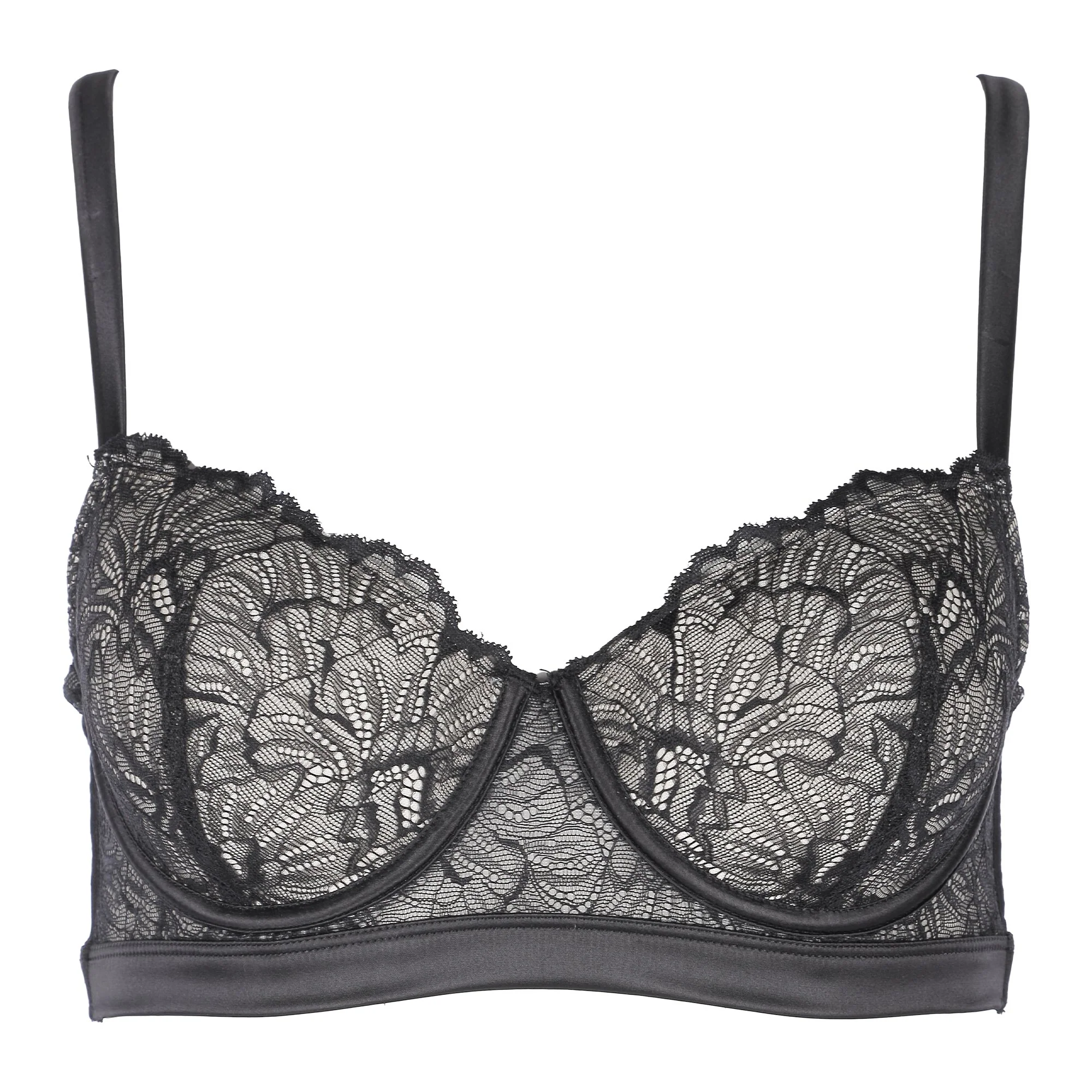 Soutien-gorge dentelle contrastée noir/nude - Noir