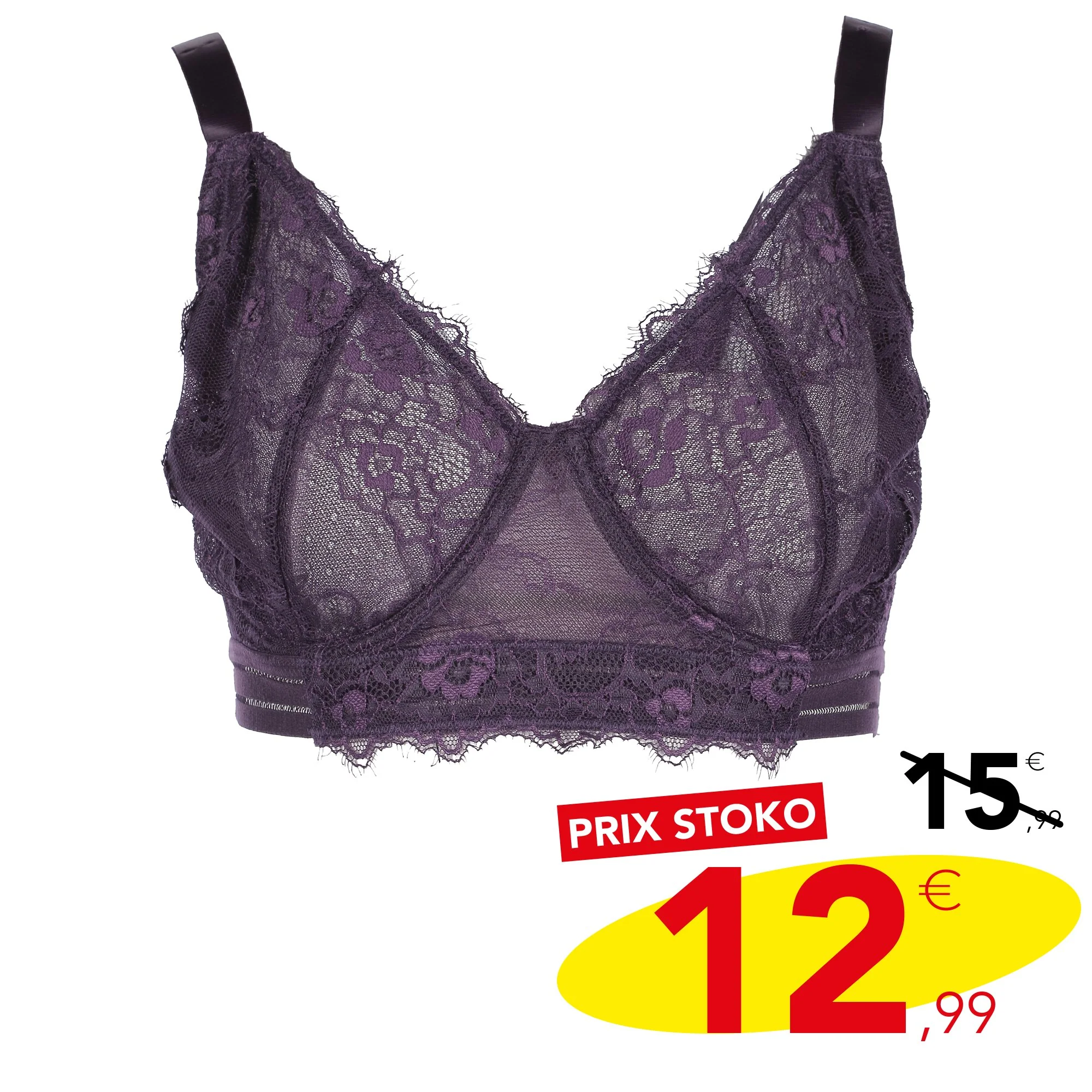 Soutien-gorge dentelle et mesh violet - Image 3