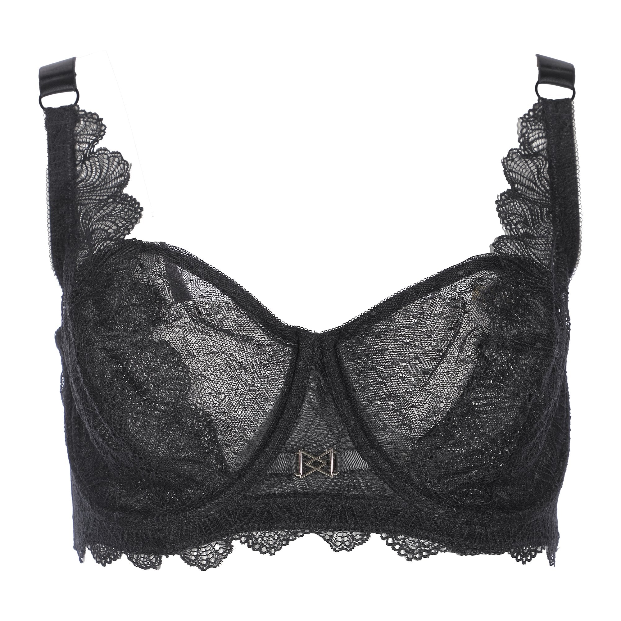Soutien-gorge dentelle mesh noir bijou - Noir