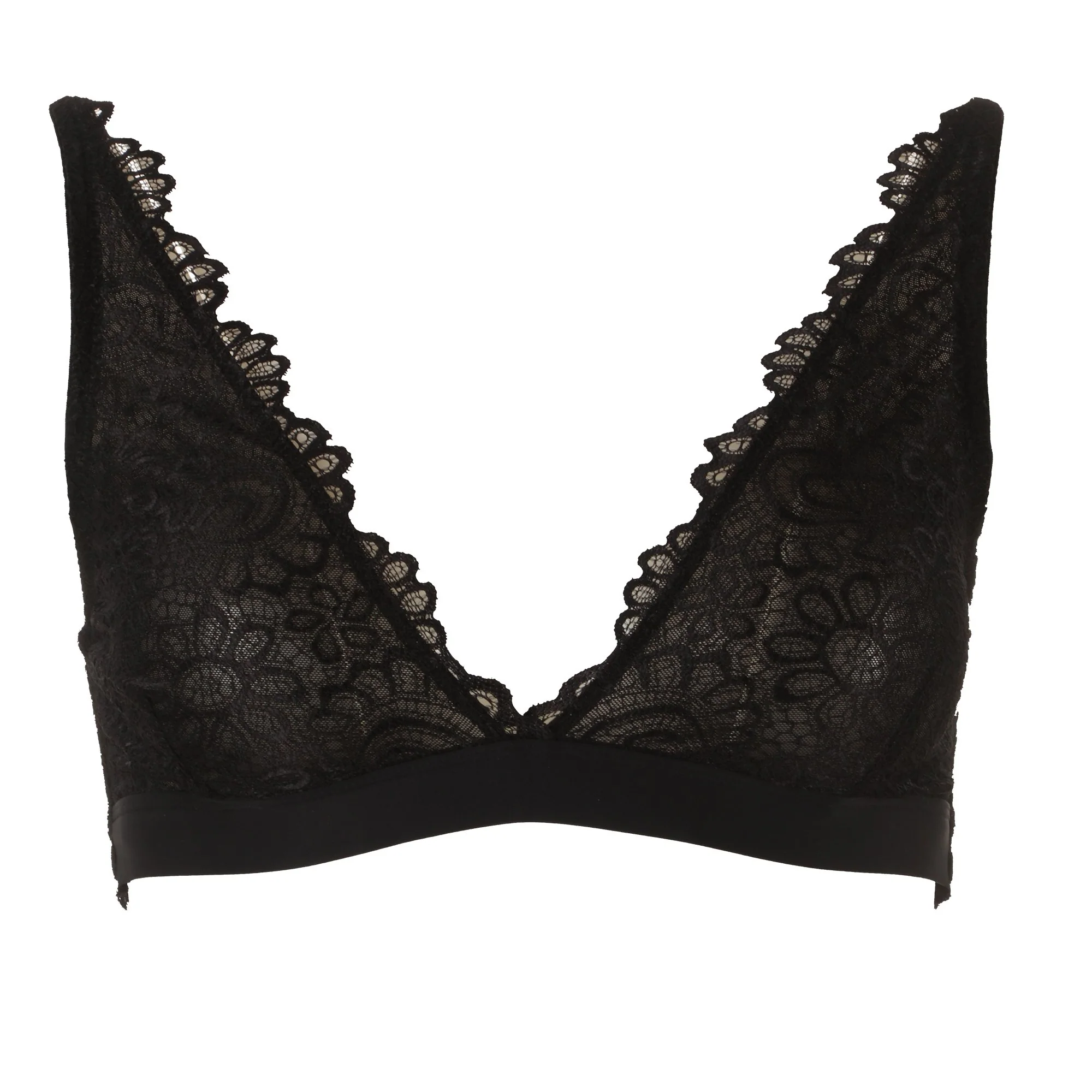 Soutien gorge triangle en dentelle noir - Noir