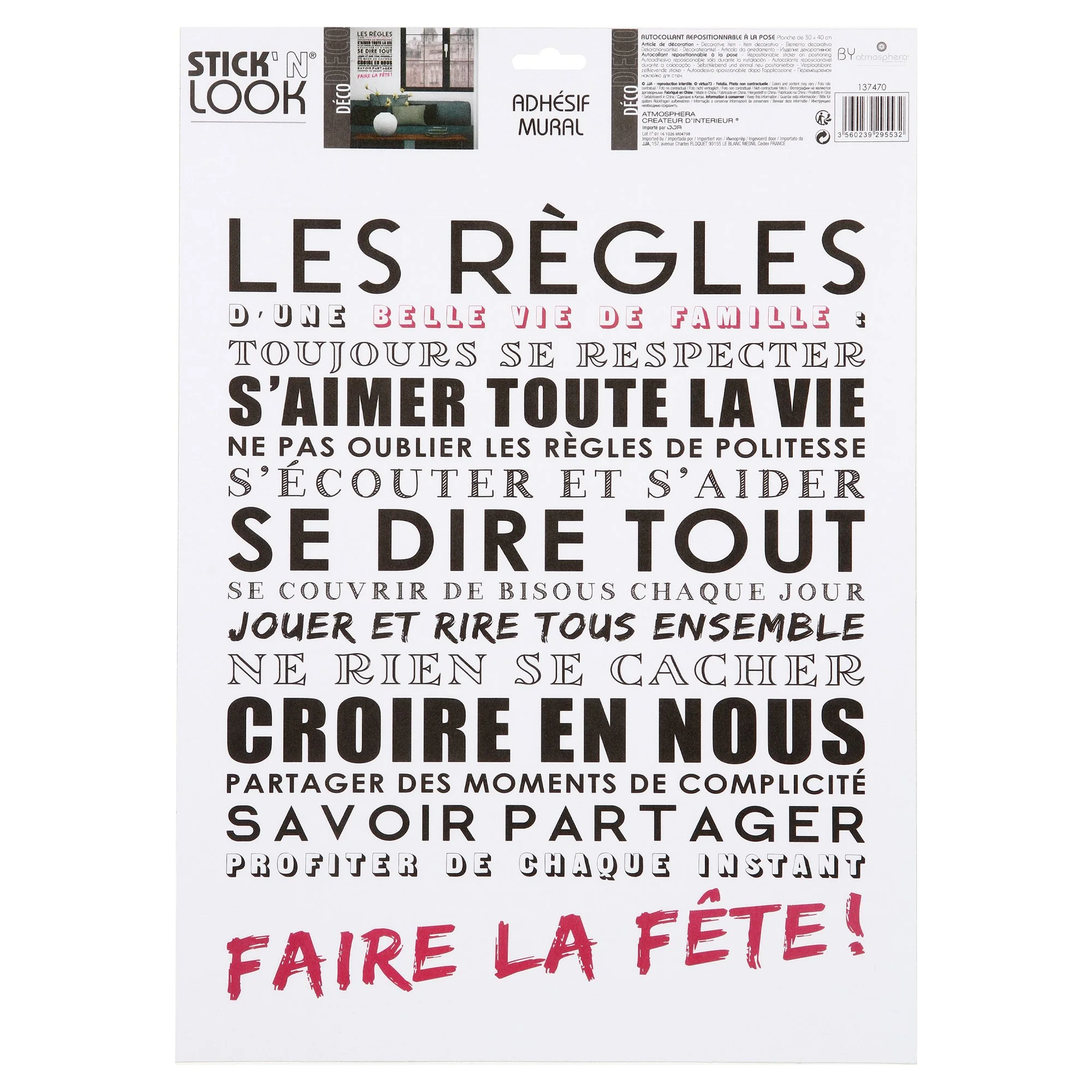 Sticker règles de vie