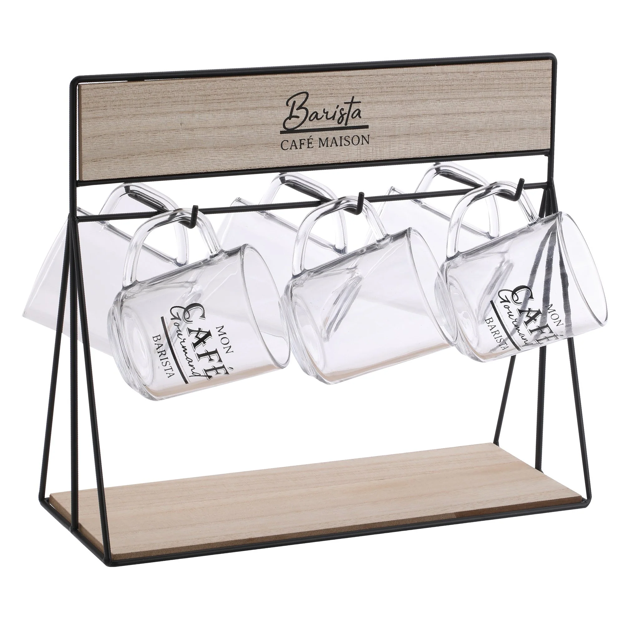 Support pour tasses avec 6 tasses en verre
