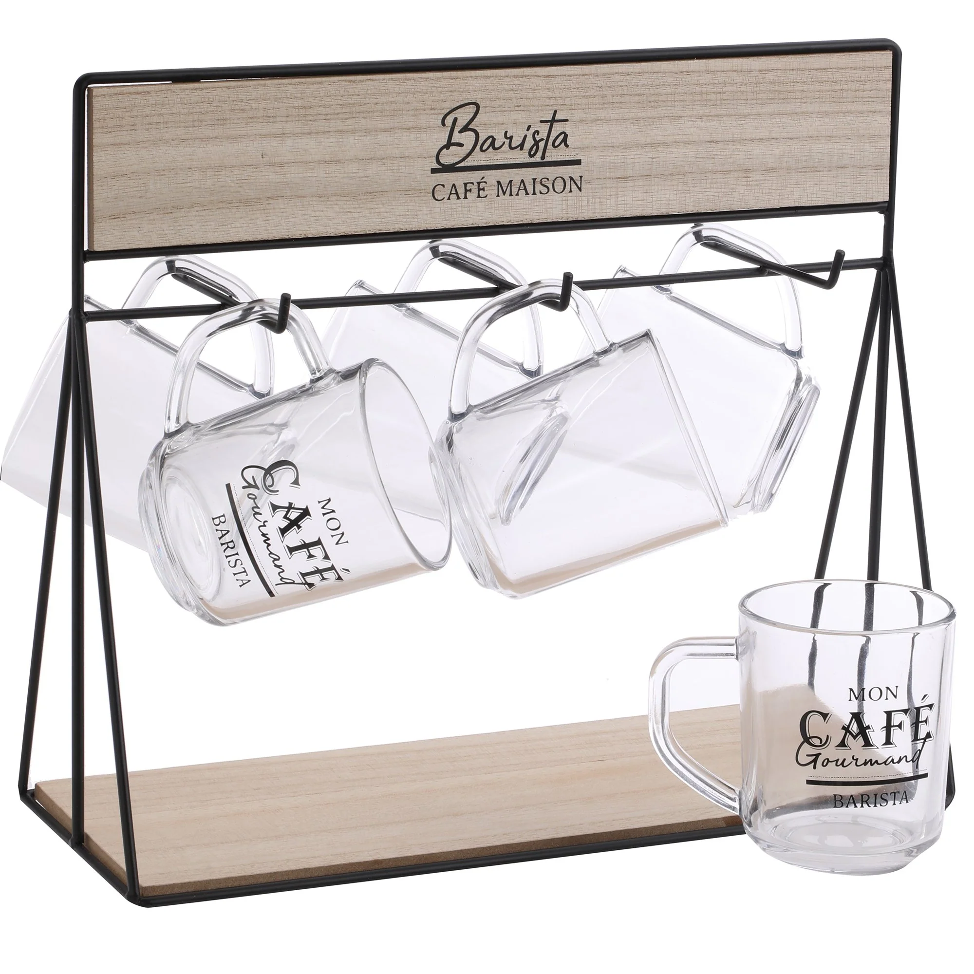 Support pour tasses avec 6 tasses en verre - Image 2