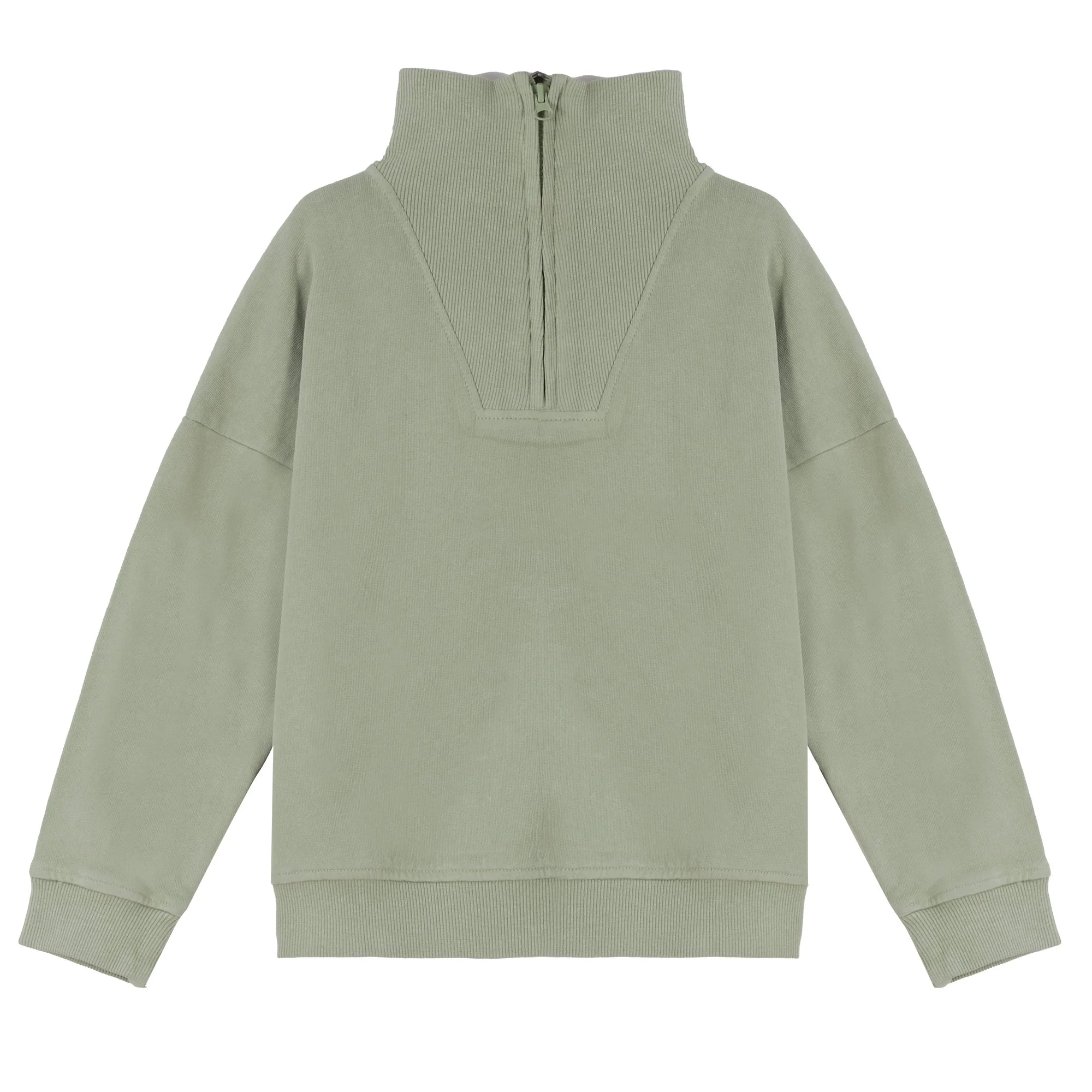 Sweat col montant zippé 3/12 ans - Kaki