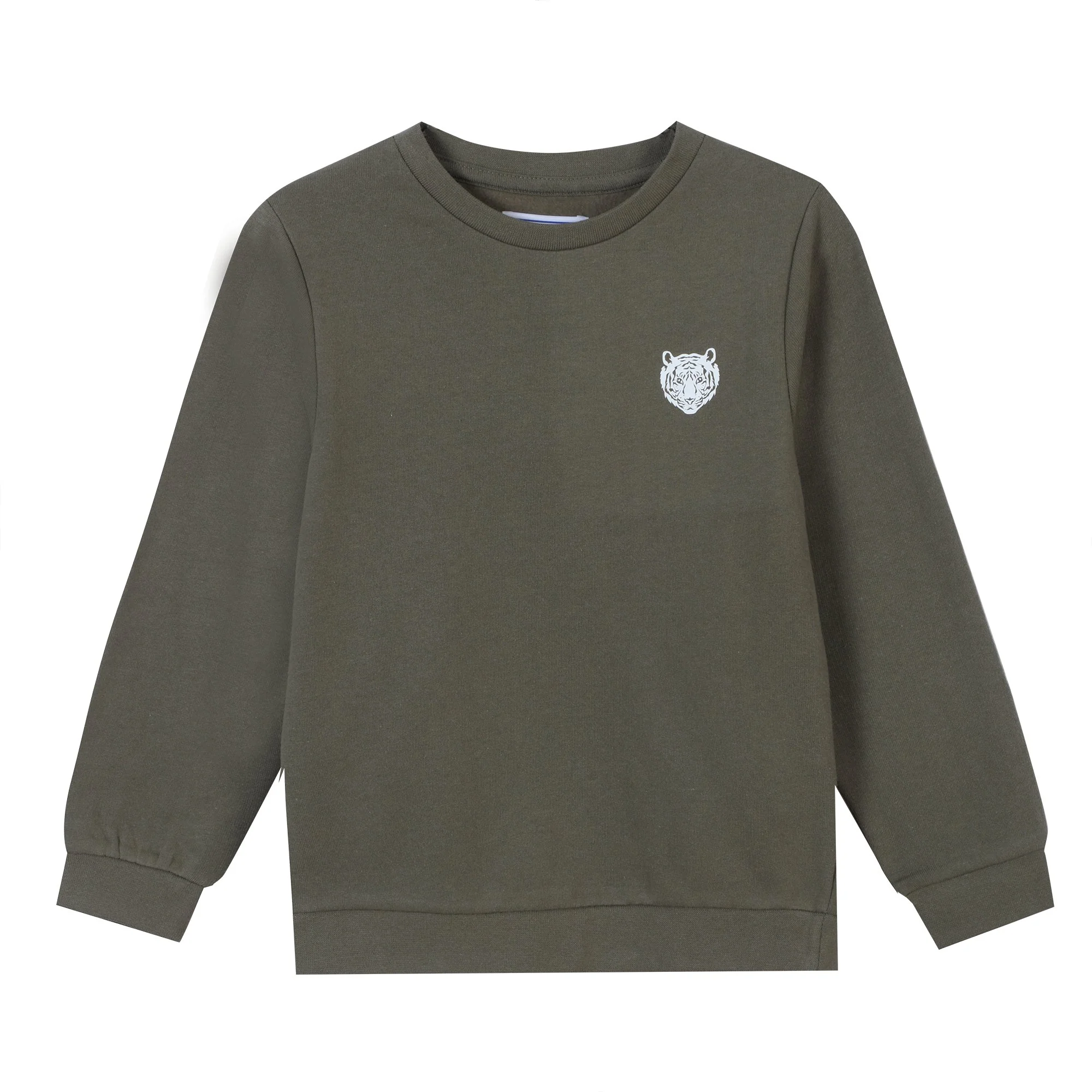 Sweat col rond brodĂ© cĆur 3/12 ans - Kaki