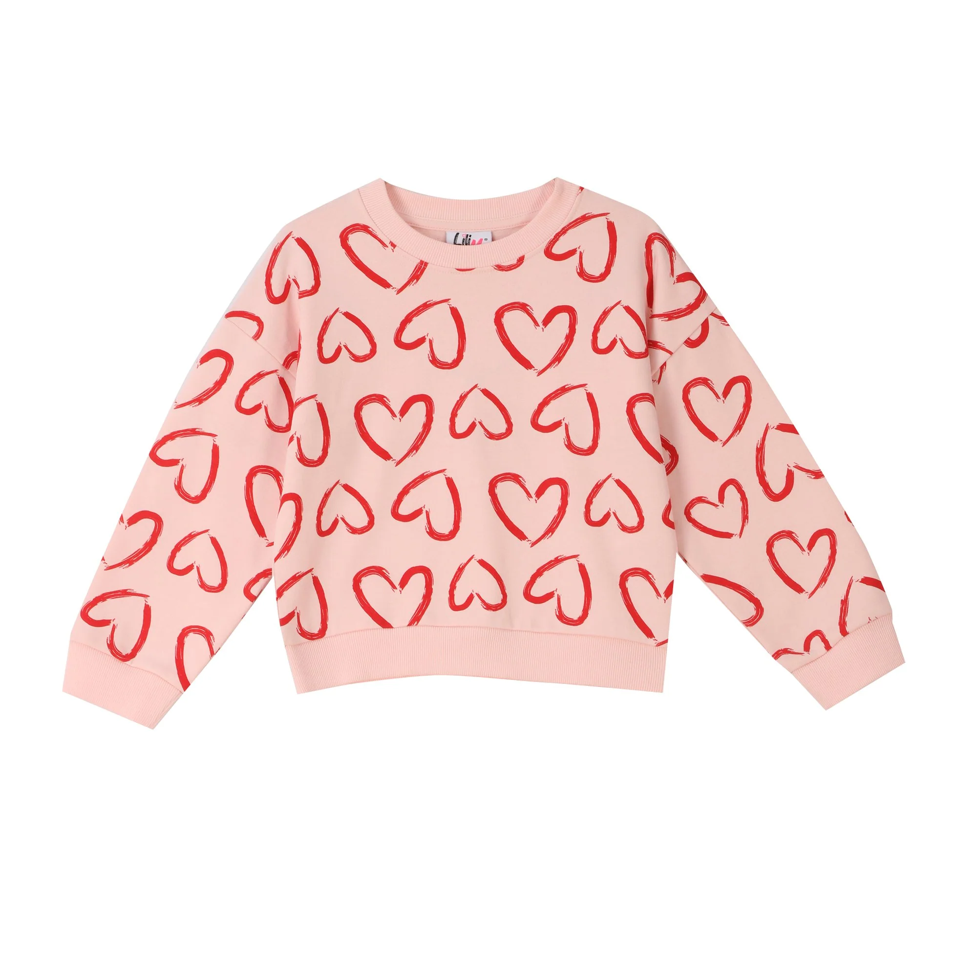 Sweat col rond imprimé 3/12 ans - Rose