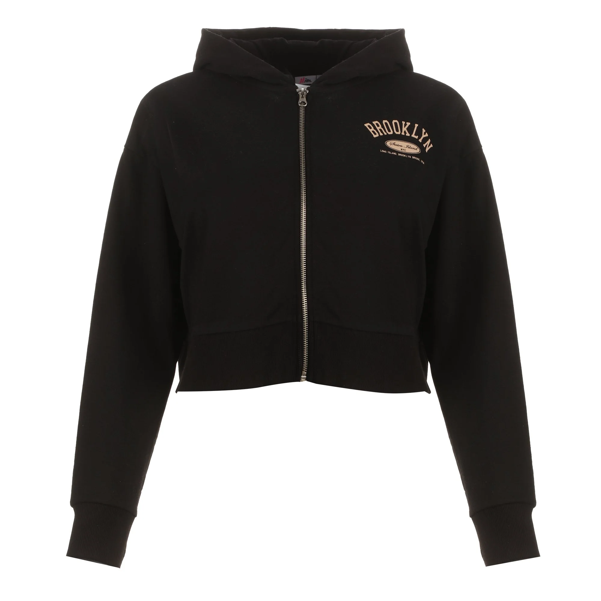 Sweat zippé à capuche crop - Noir