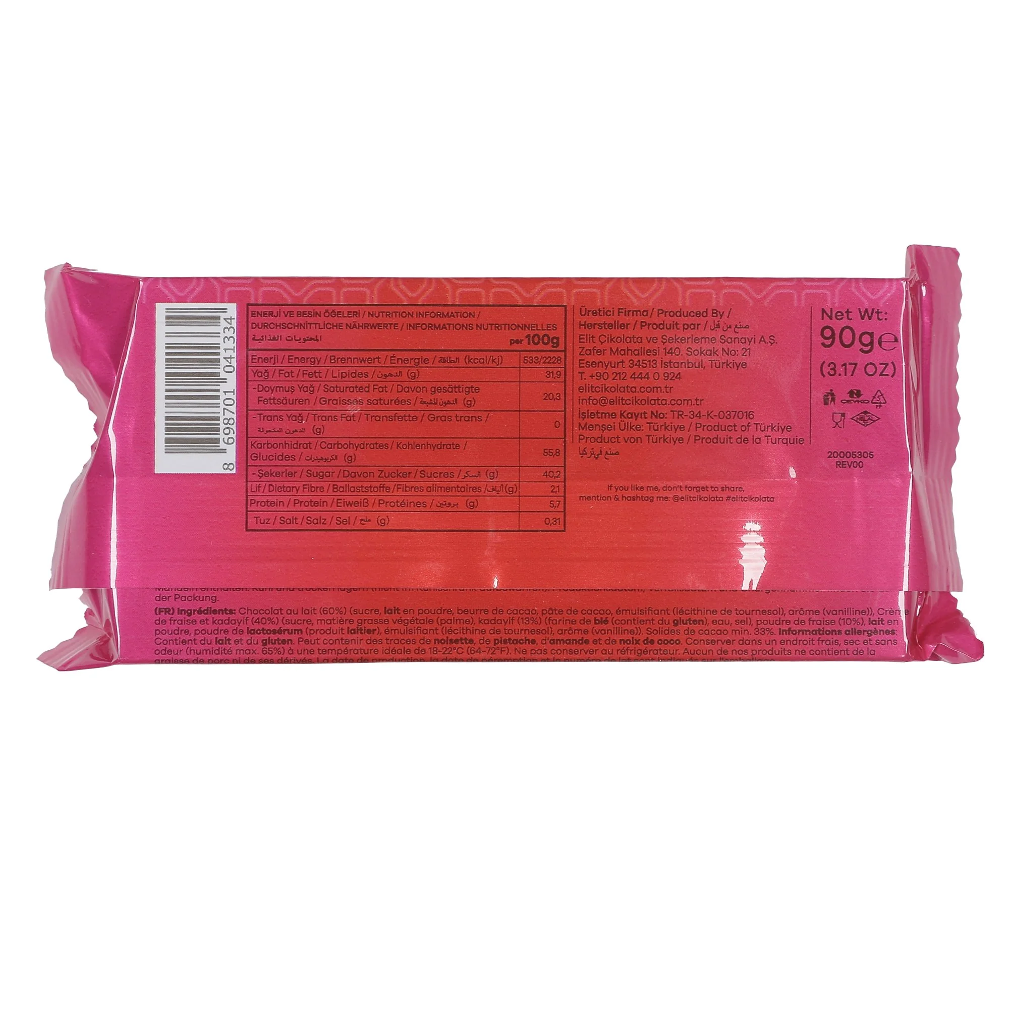 Tablette de chocolat de Dubaï fraise et kadaif - Image 3