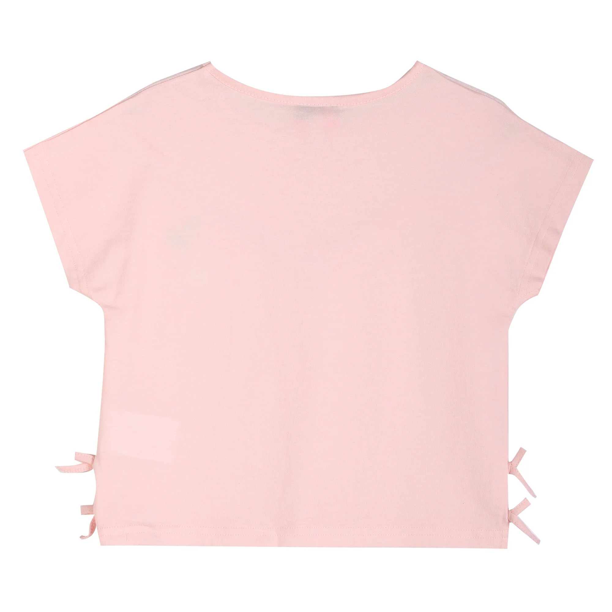 Tee shirt avec noeuds et broderies à fleurs - Rose - Image 2