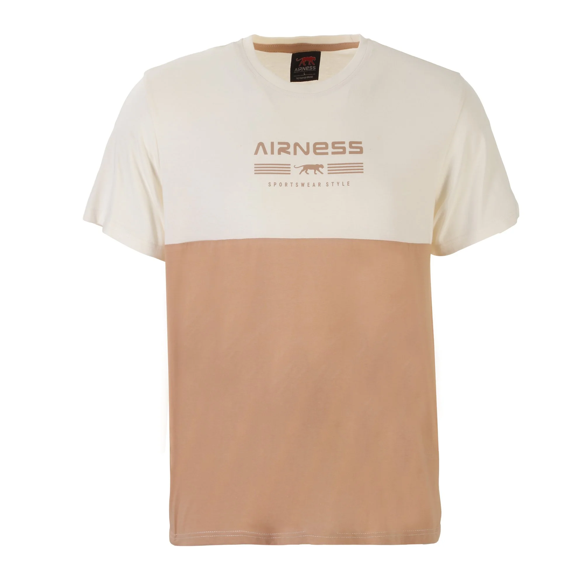 Tee-shirt bicolore manches courtes   - Beige