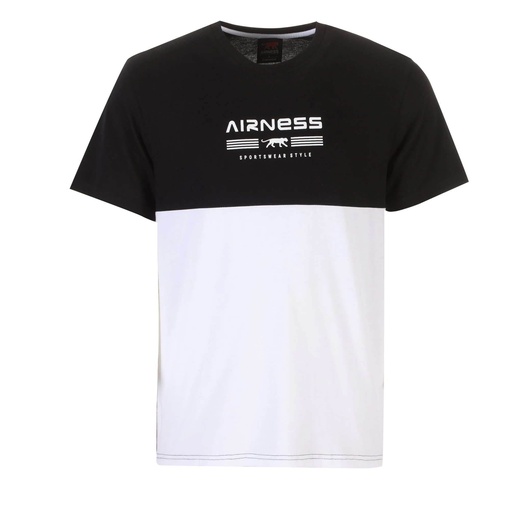 Tee-shirt bicolore manches courtes   - Noir