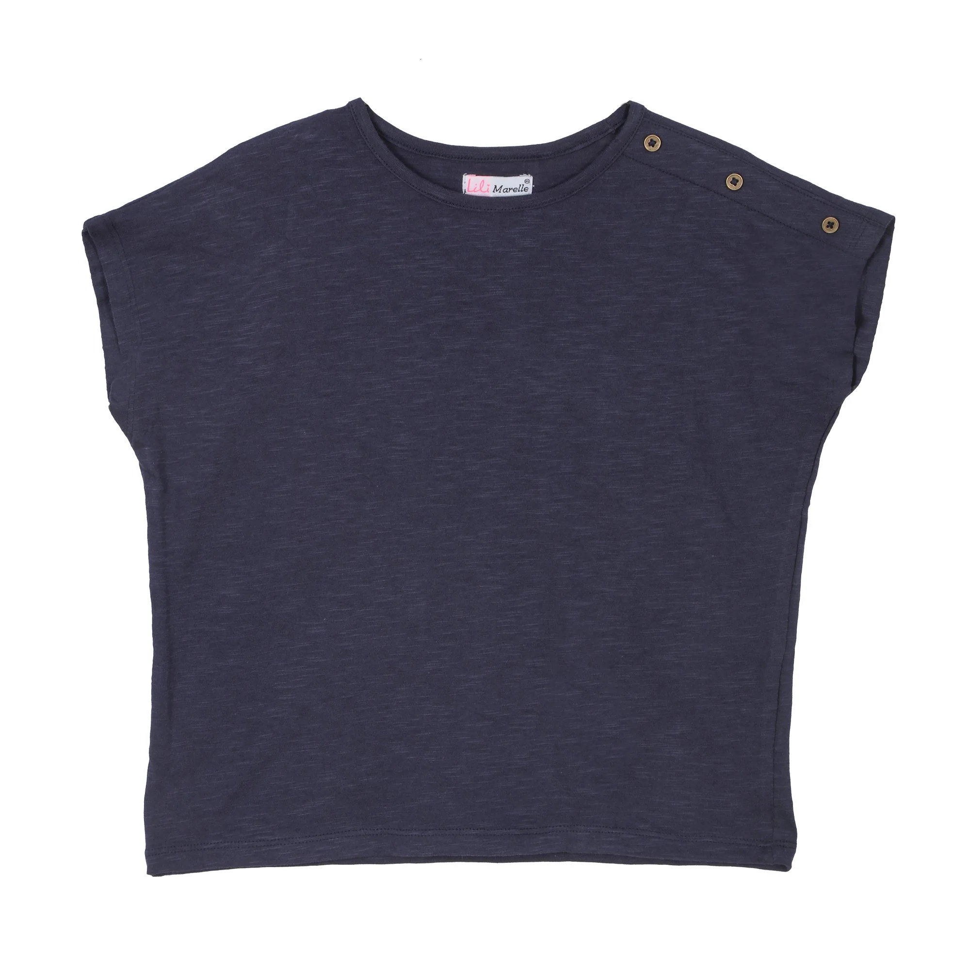 Tee-shirt boutons épaule 3/6 ans - Bleu foncé