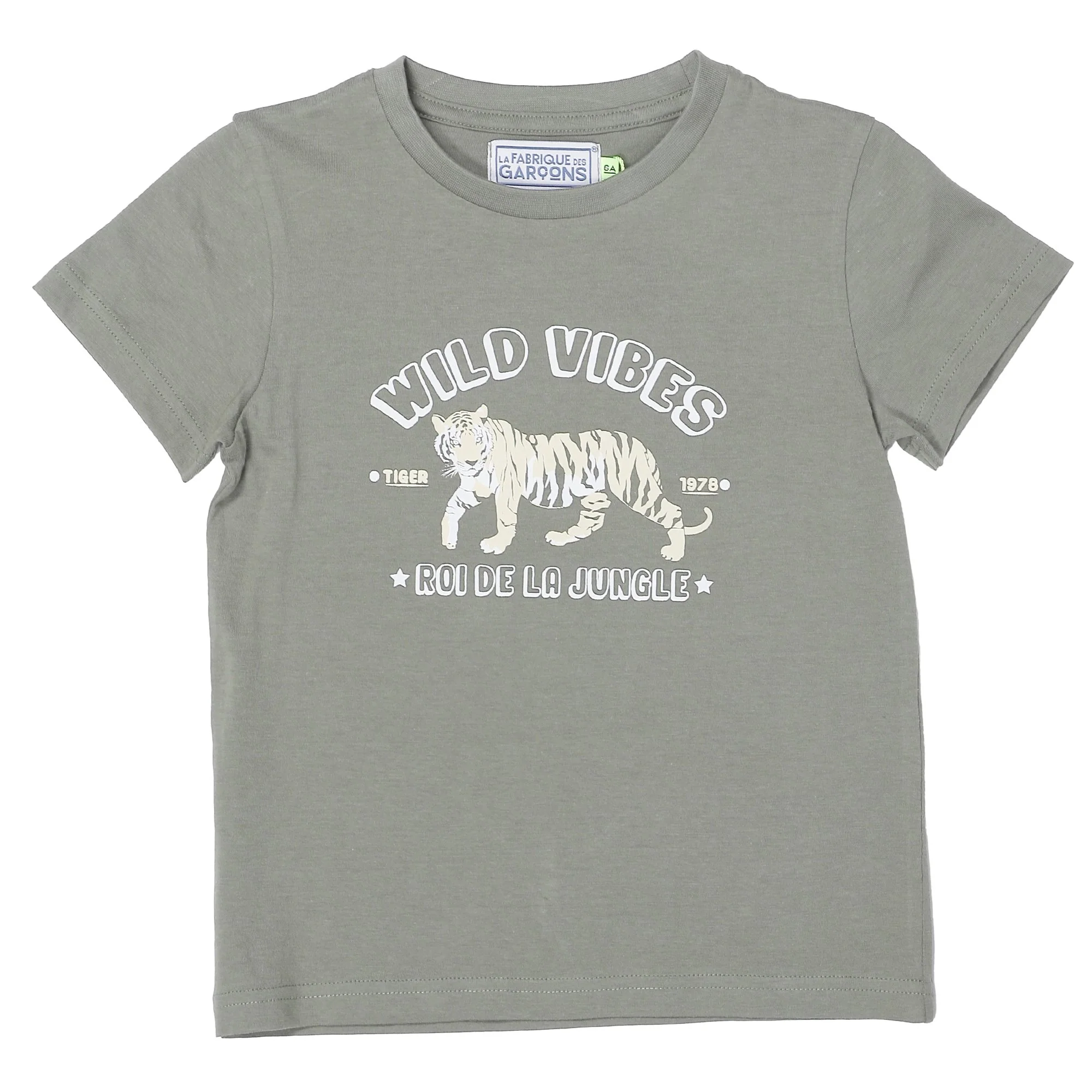 Tee-shirt manches courtes avec animation 3/6 ans - Kaki