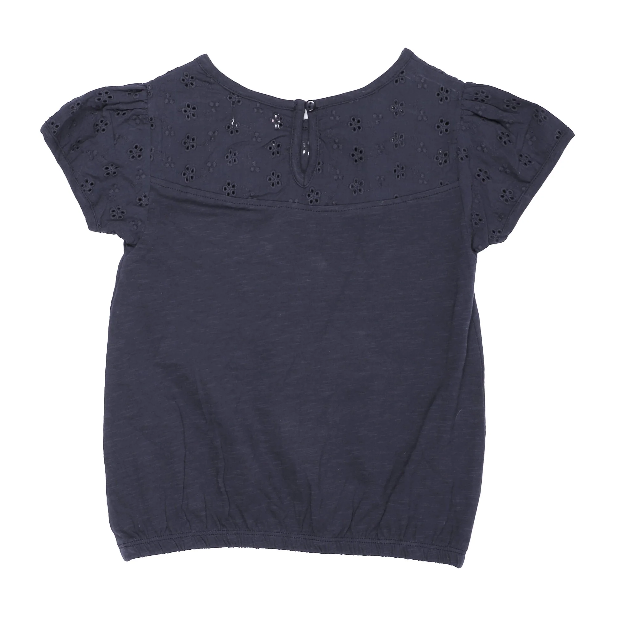 Tee-shirt manches courtes avec broderie anglaise 3/6 ans  - Bleu foncé - Image 2