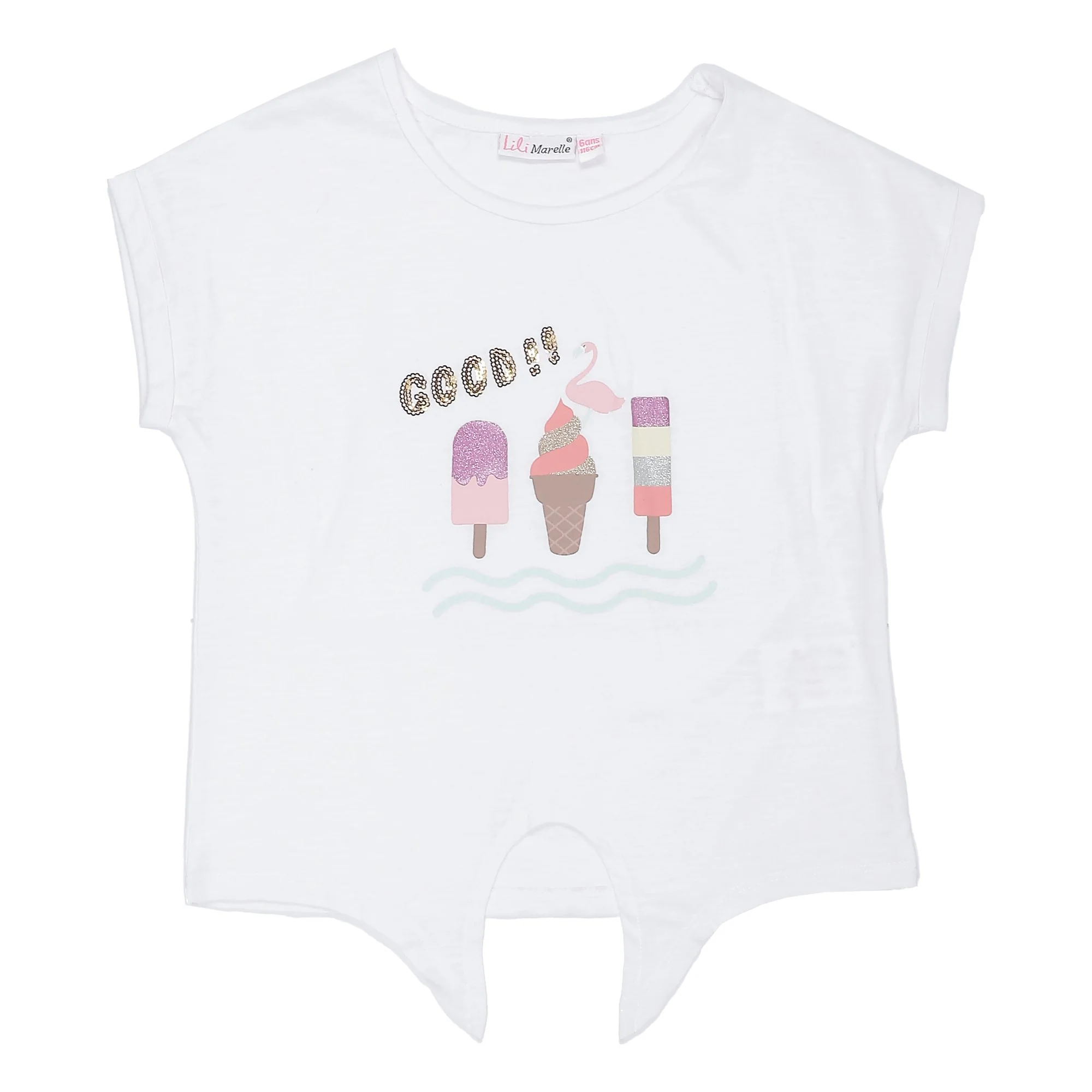 Tee-shirt manches courtes avec nœud 3/6 ans - Blanc