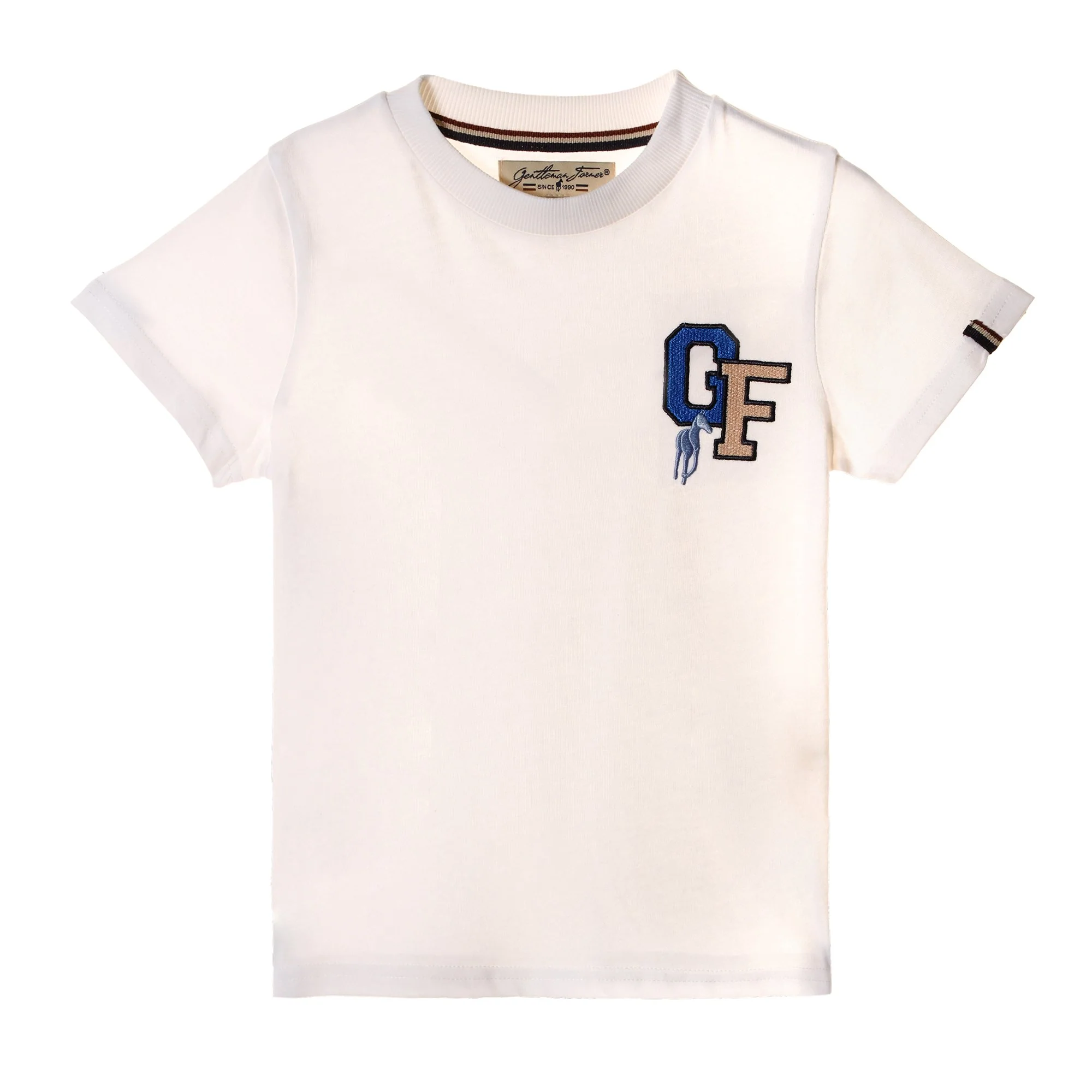 Tee shirt manches courtes avec patch et broderie - Blanc