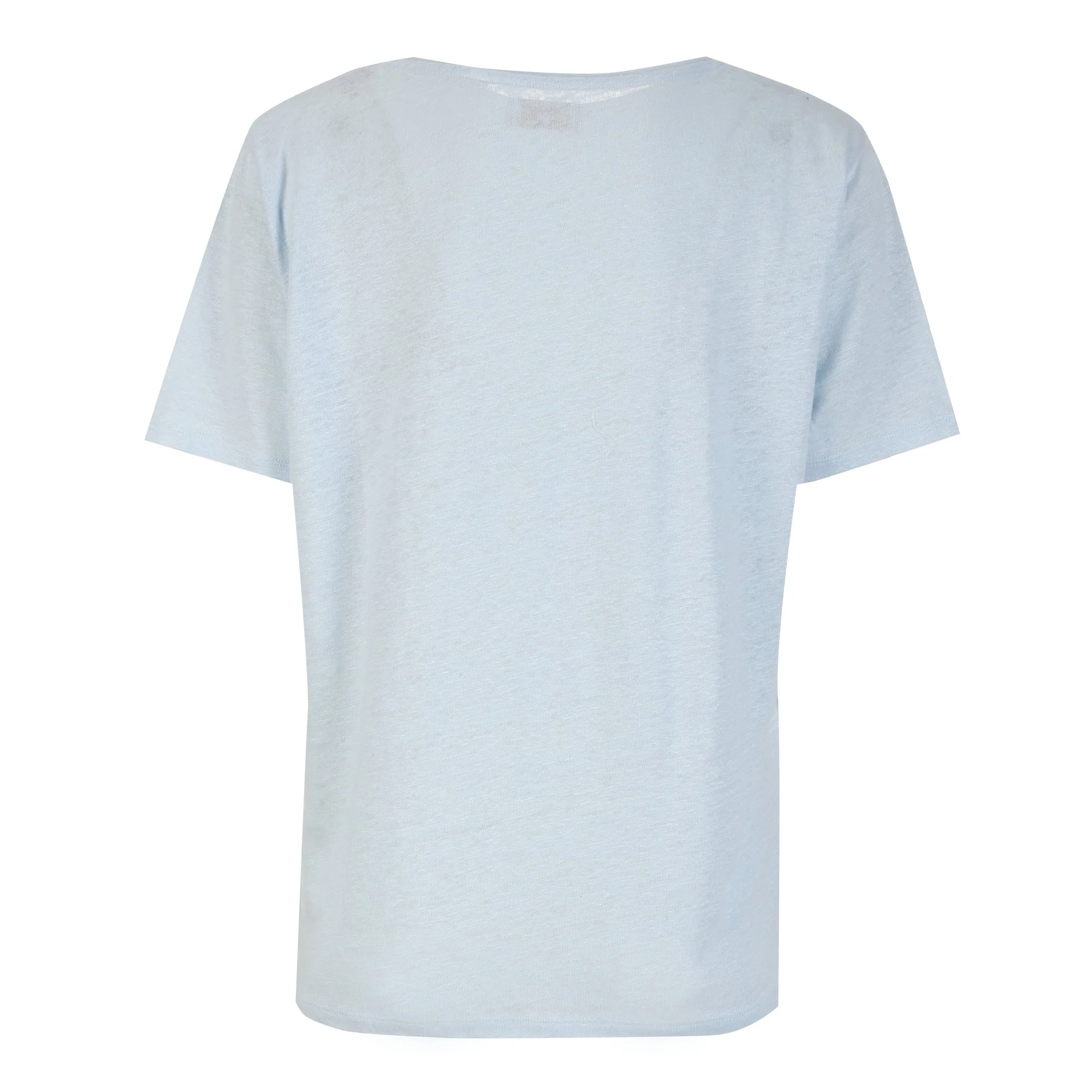 Tee-shirt manches courtes col rond en lin - Bleu clair - Image 2