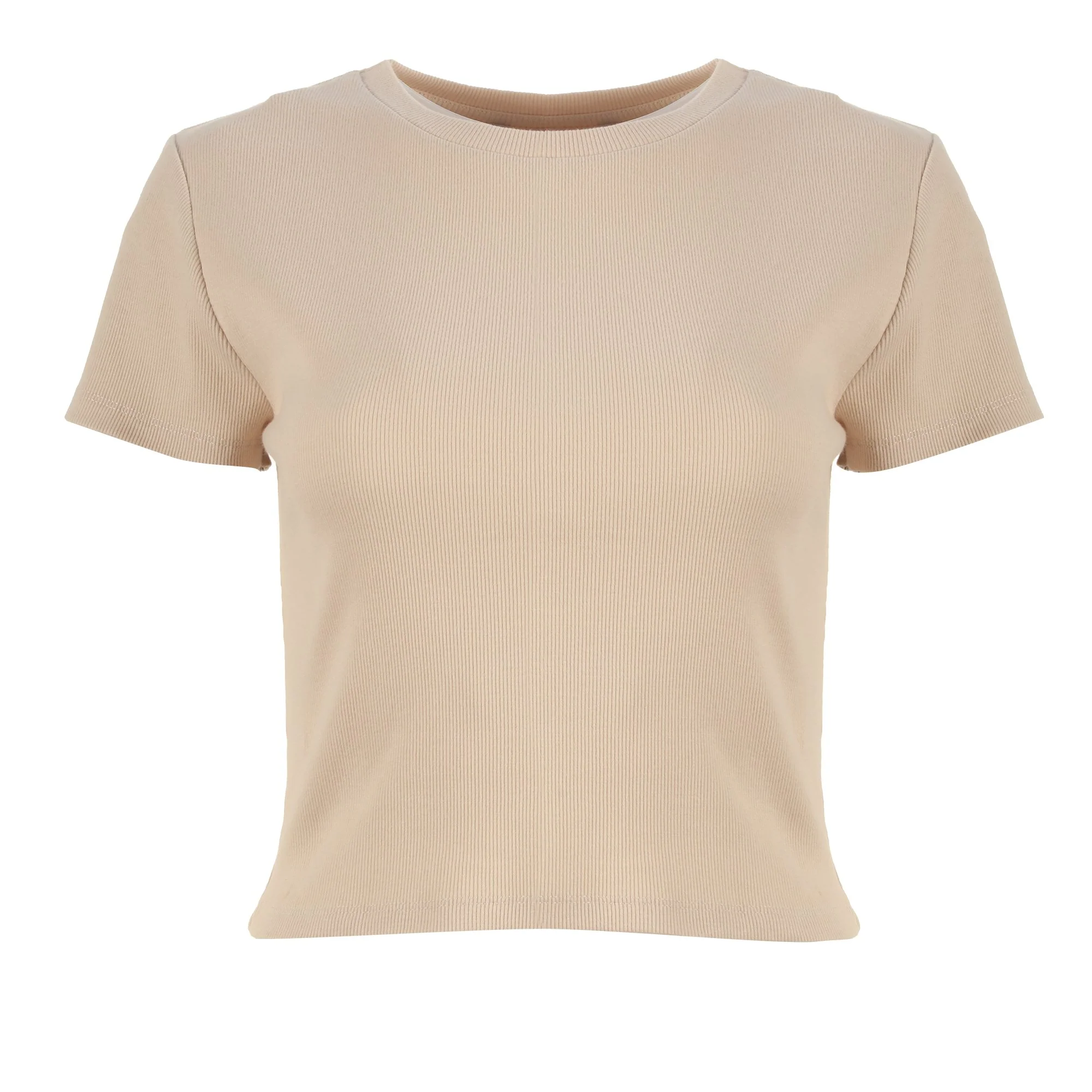 Tee-shirt manches courtes crop - Beige